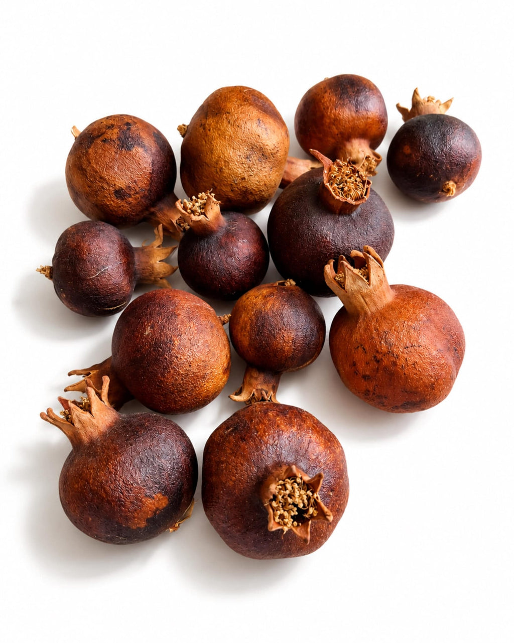 Dried Natural Mini Pomegranates Set of 3 - Whole Botanicals 1-3cm - Dried Flower Stems - Flor Chama Do Algarve