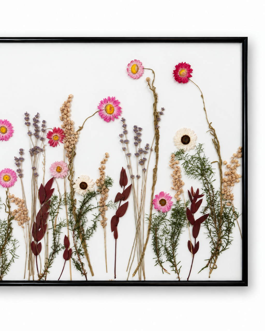 Framed Pressed Flower Art 40x50cm - Natural Dried Botanical Wall Decor