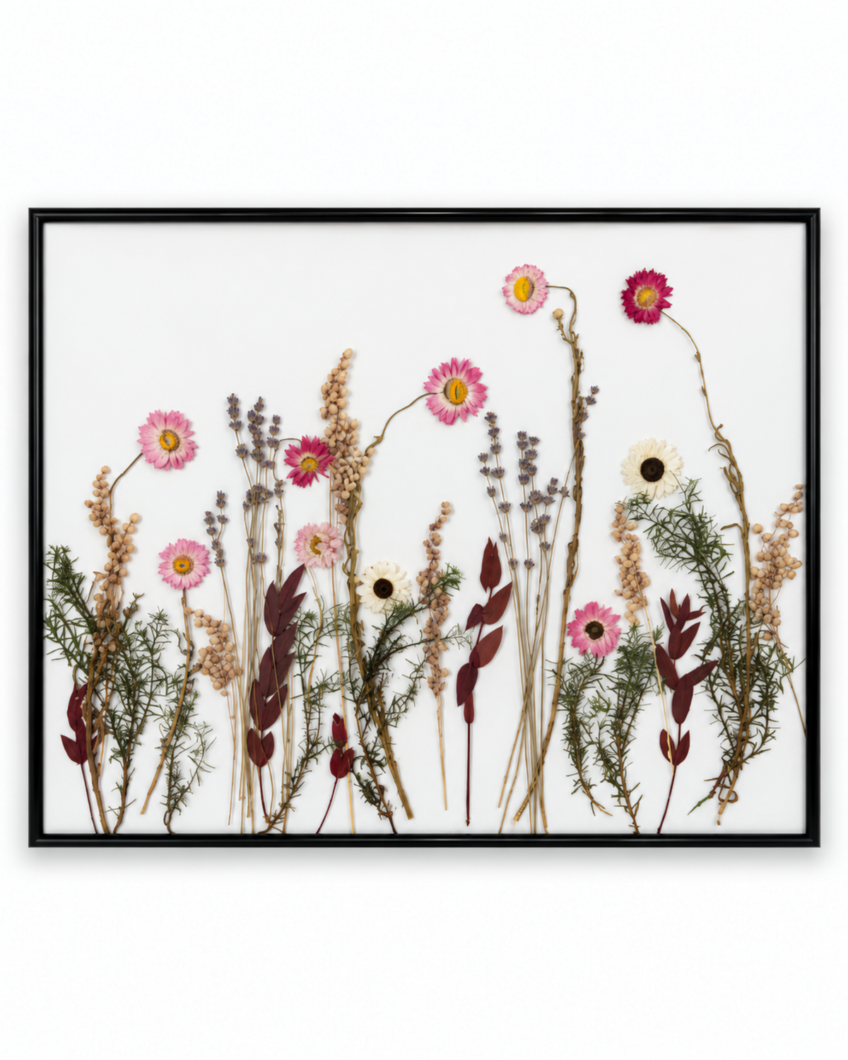 Framed Pressed Flower Art 40x50cm - Natural Dried Botanical Wall Decor