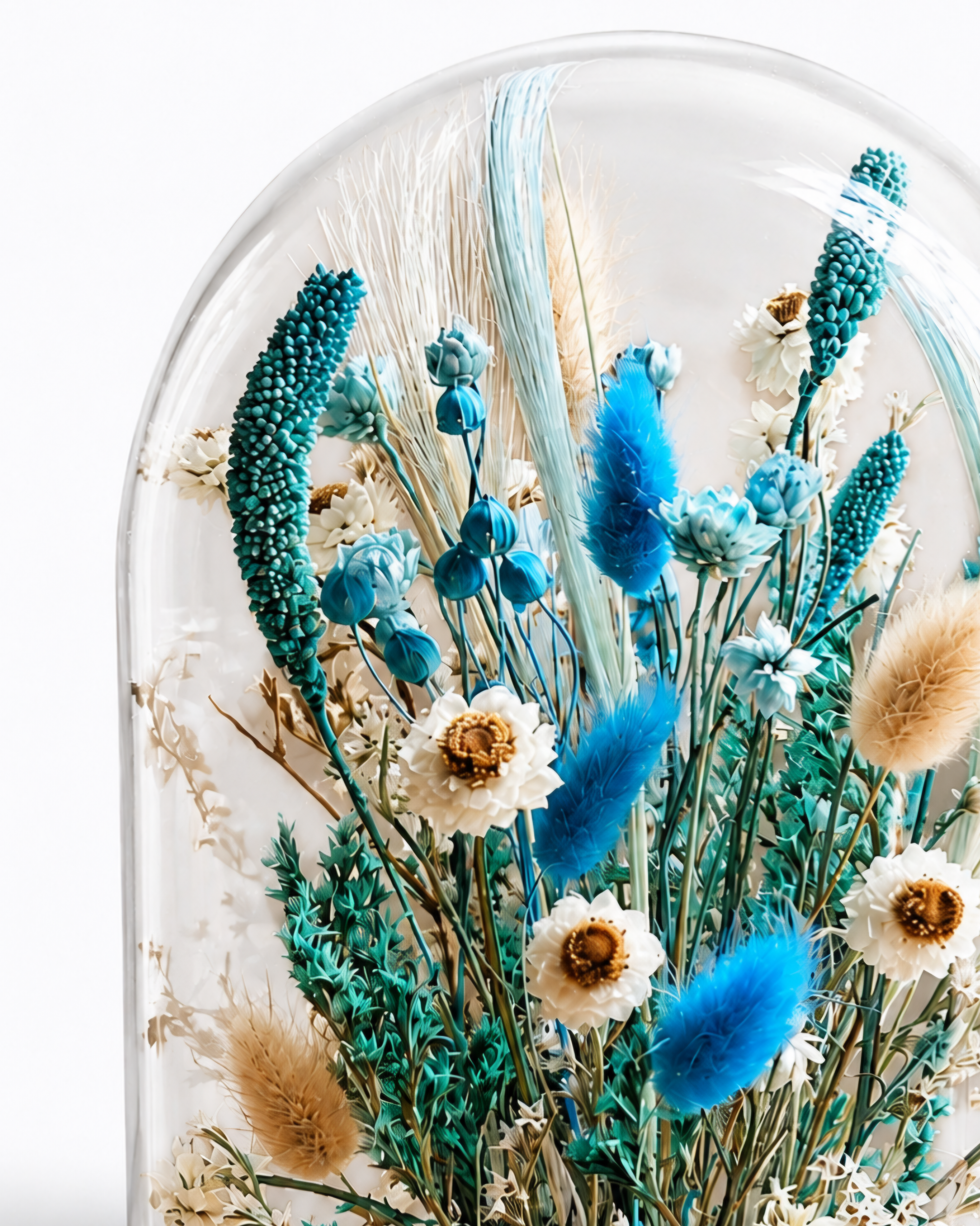 Glass Cloche with Preserved Flowers