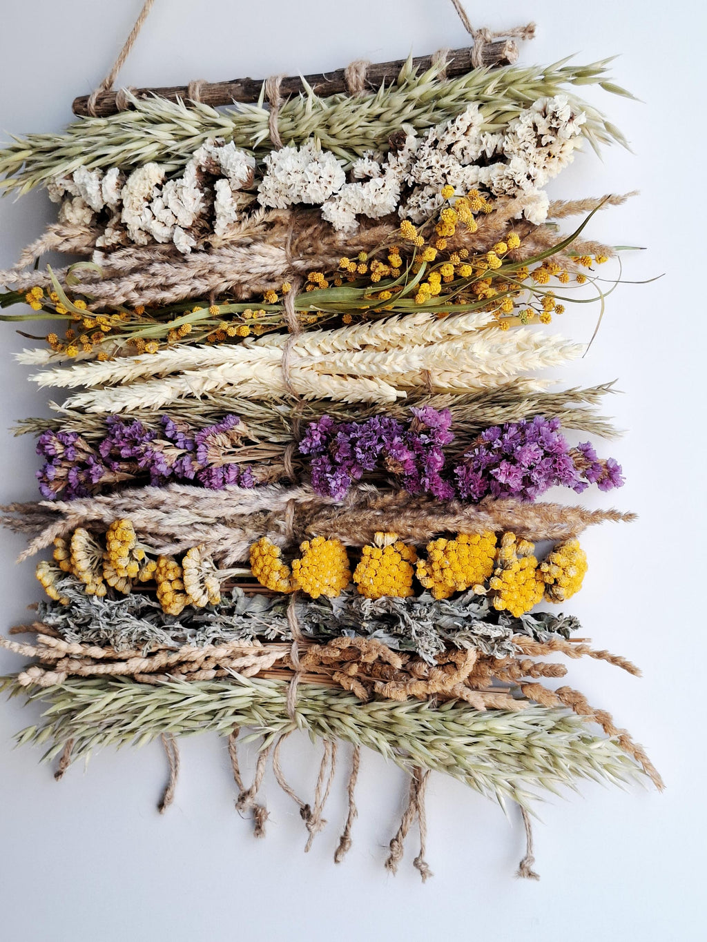 Dried Flower Wall Hanging, Natural Wall Decor, Handmade Boho Wall Art