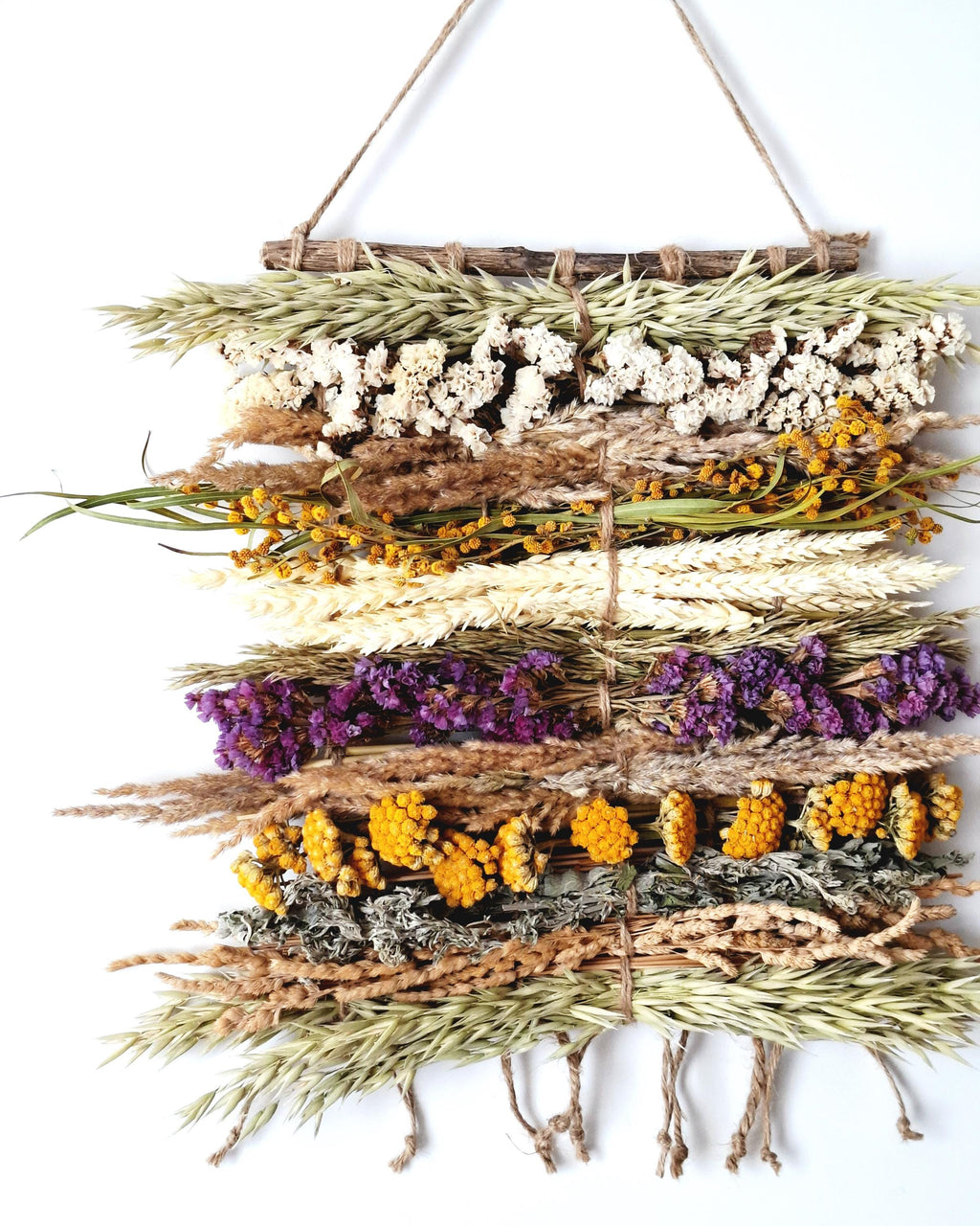 Dried Flower Wall Hanging, Natural Wall Decor, Handmade Boho Wall Art