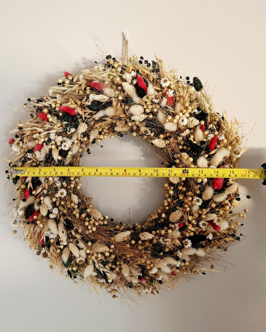 Dried Flower Wreath 40 cm, Natural Rustic Door Wreath, Handmade Eco Decor, Farmhouse Wall Decor, Unique Gift