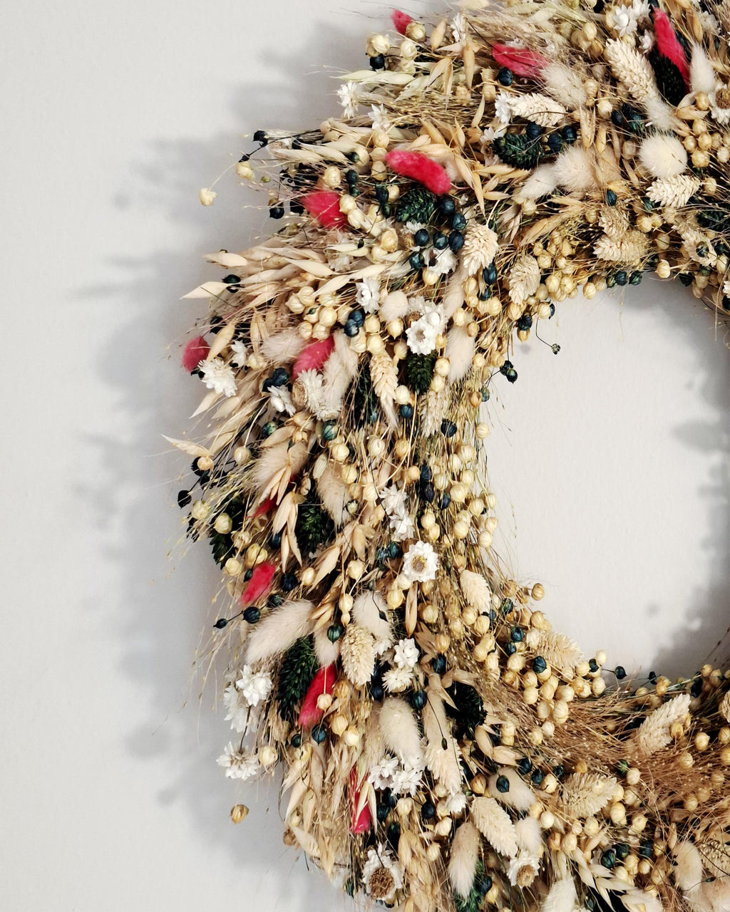 Dried Flower Wreath 40 cm, Natural Rustic Door Wreath, Handmade Eco Decor, Farmhouse Wall Decor, Unique Gift