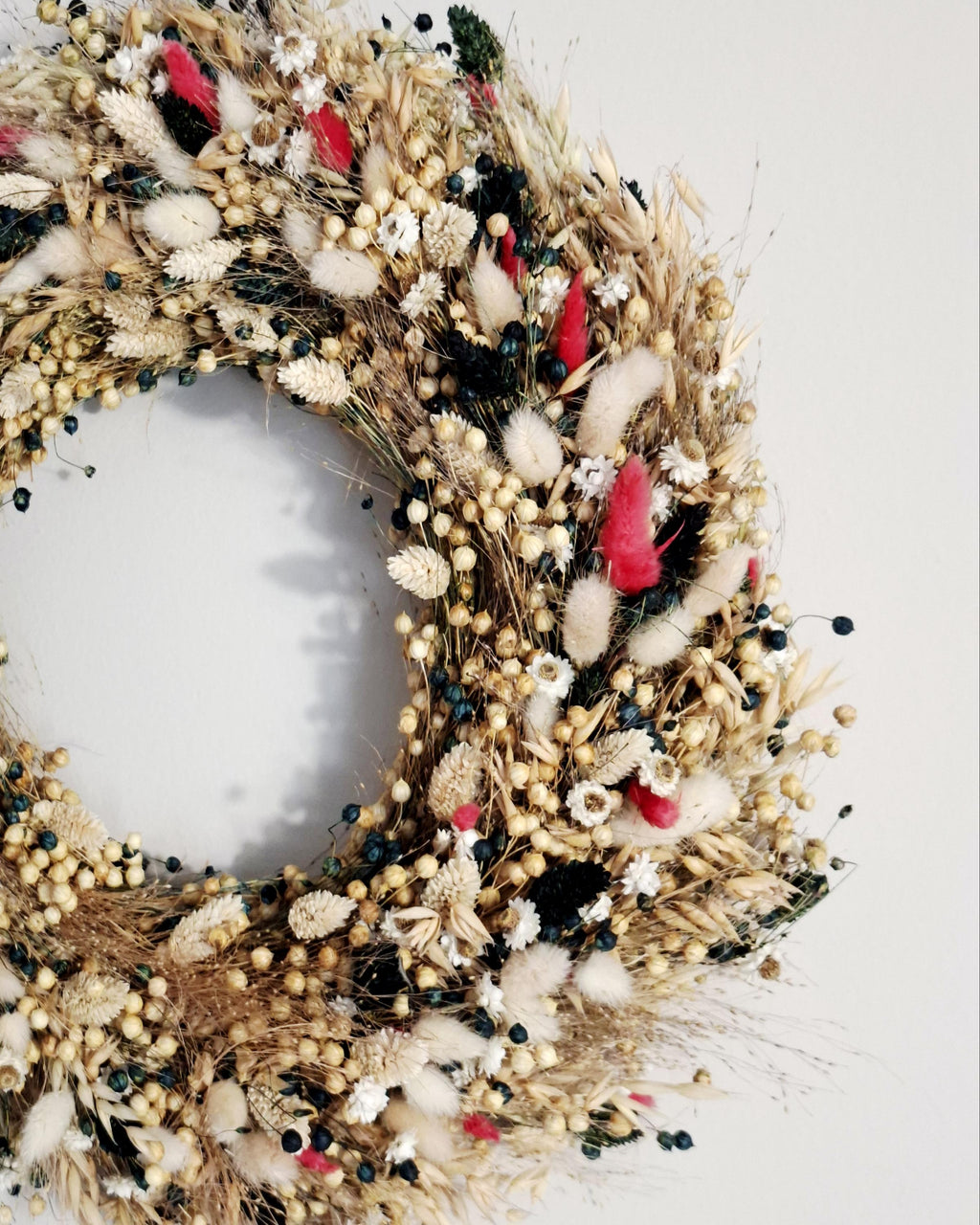 Dried Flower Wreath 40 cm, Natural Rustic Door Wreath, Handmade Eco Decor, Farmhouse Wall Decor, Unique Gift