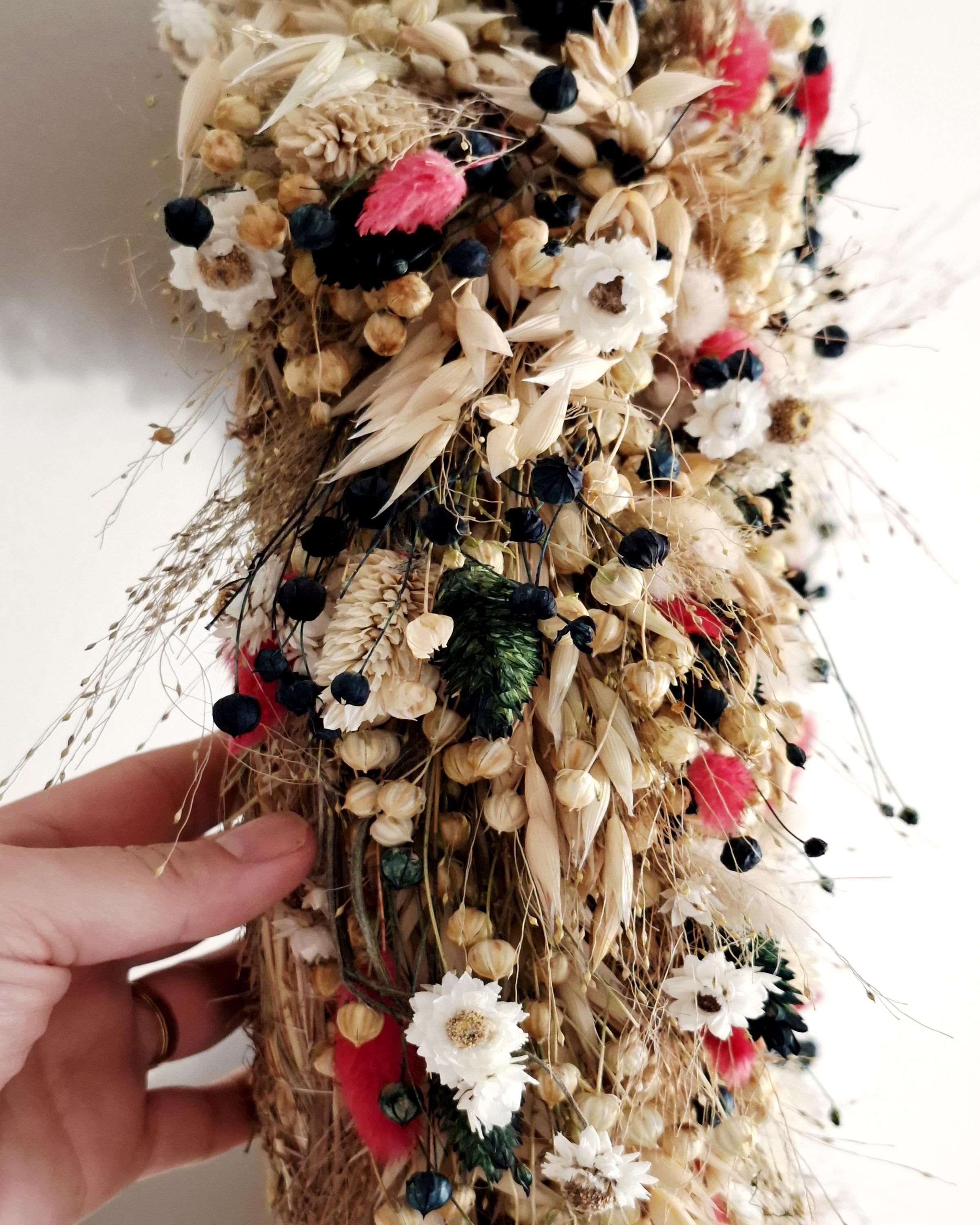 Dried Flower Wreath 40 cm, Natural Rustic Door Wreath, Handmade Eco Decor, Farmhouse Wall Decor, Unique Gift