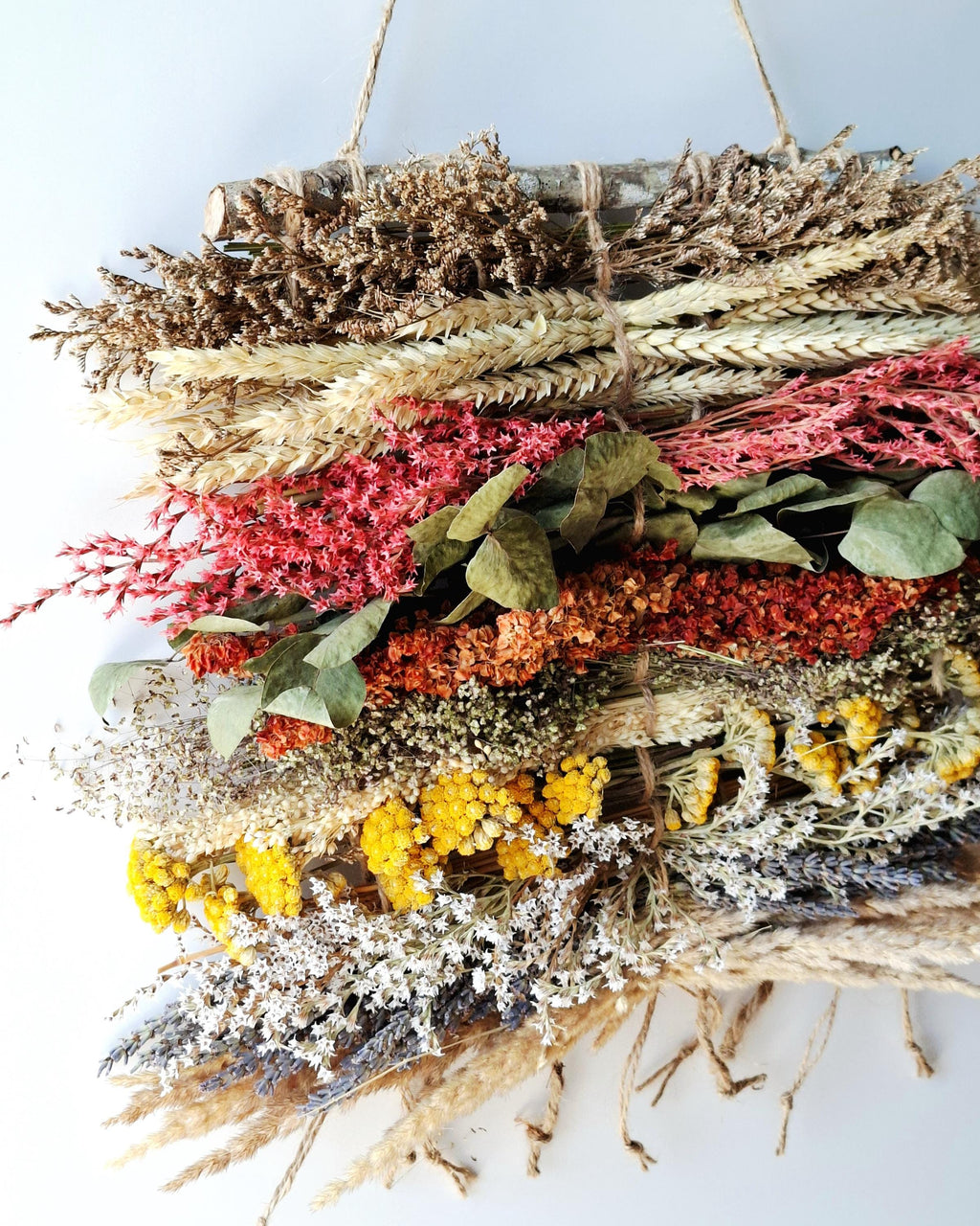 Dried Flower Wall Hanging, Boho Wall Decor, Natural Floral Wall Art, Rustic Home Decor, Handmade Wall Panel, Botanical Wall Hanging