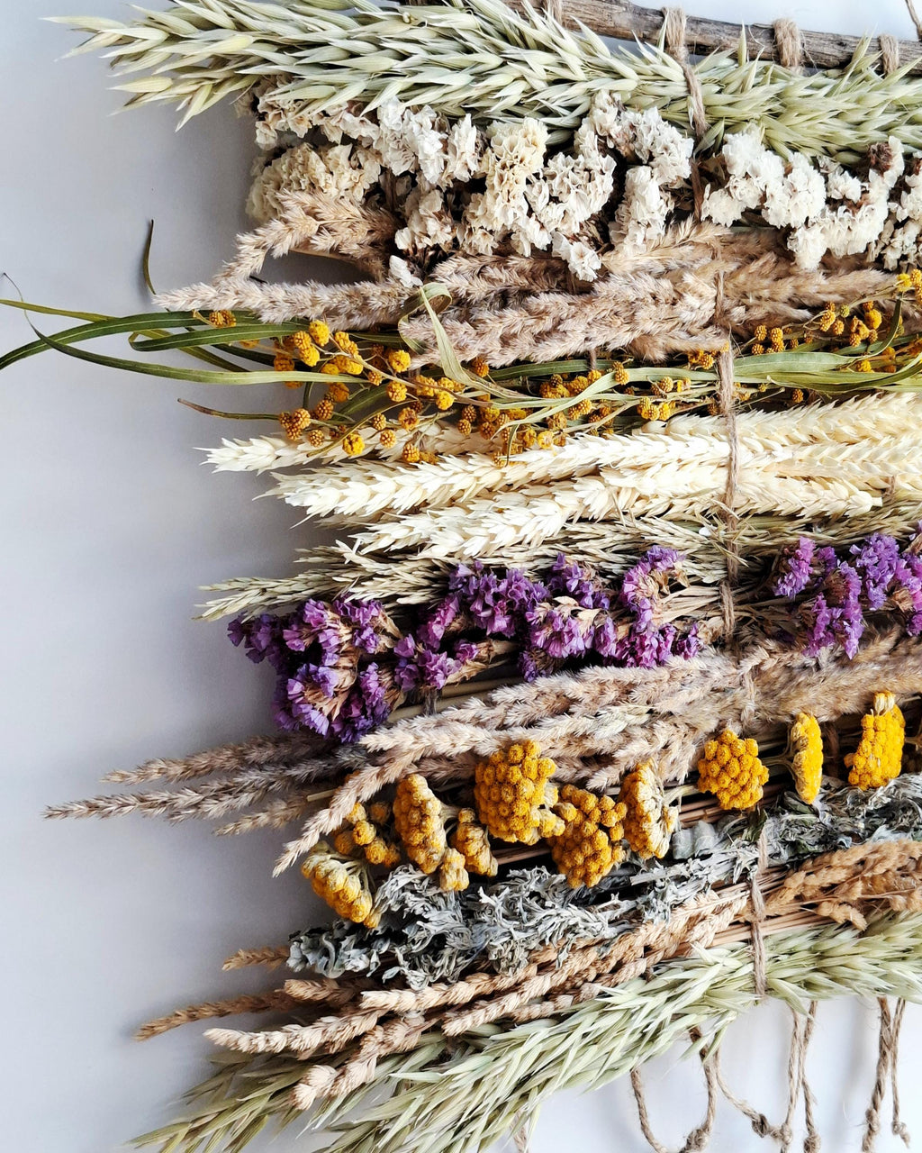 Dried Flower Wall Hanging, Natural Wall Decor, Handmade Boho Wall Art