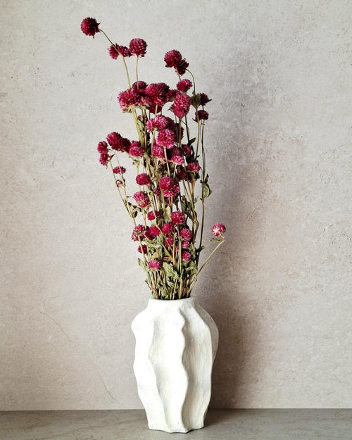 Bright Pink Dried Gomphrena Bouquet, Preserved Flowers, Natural Home Decor, Boho Minimalist Floral Arrangement, Ready to Ship