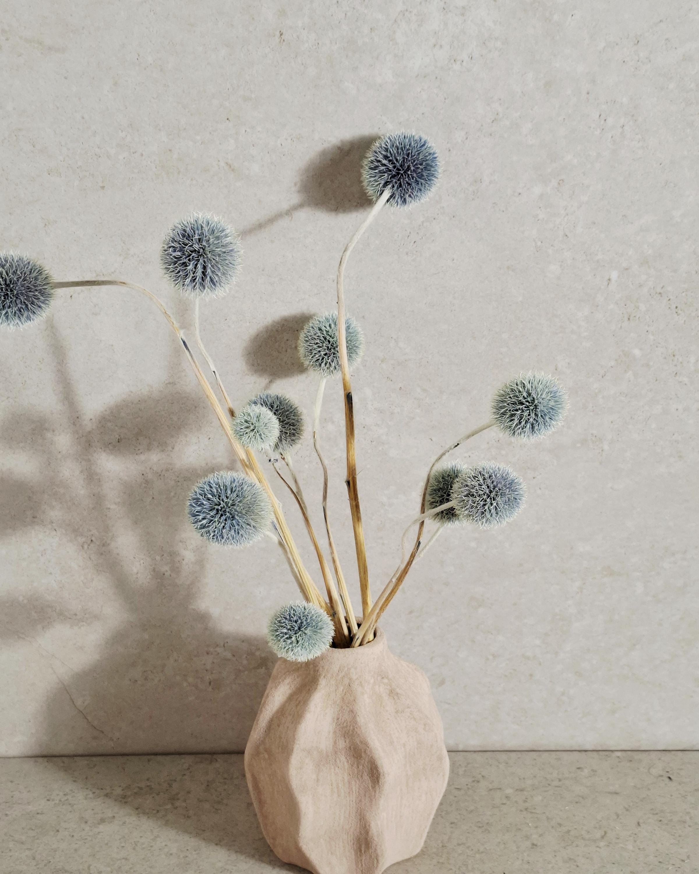 Blue Echinops Stems, Dyed Dried Flowers, Globe Thistle Stems, Grey Blue Floral Supply, Minimalist Decor, DIY Craft Material