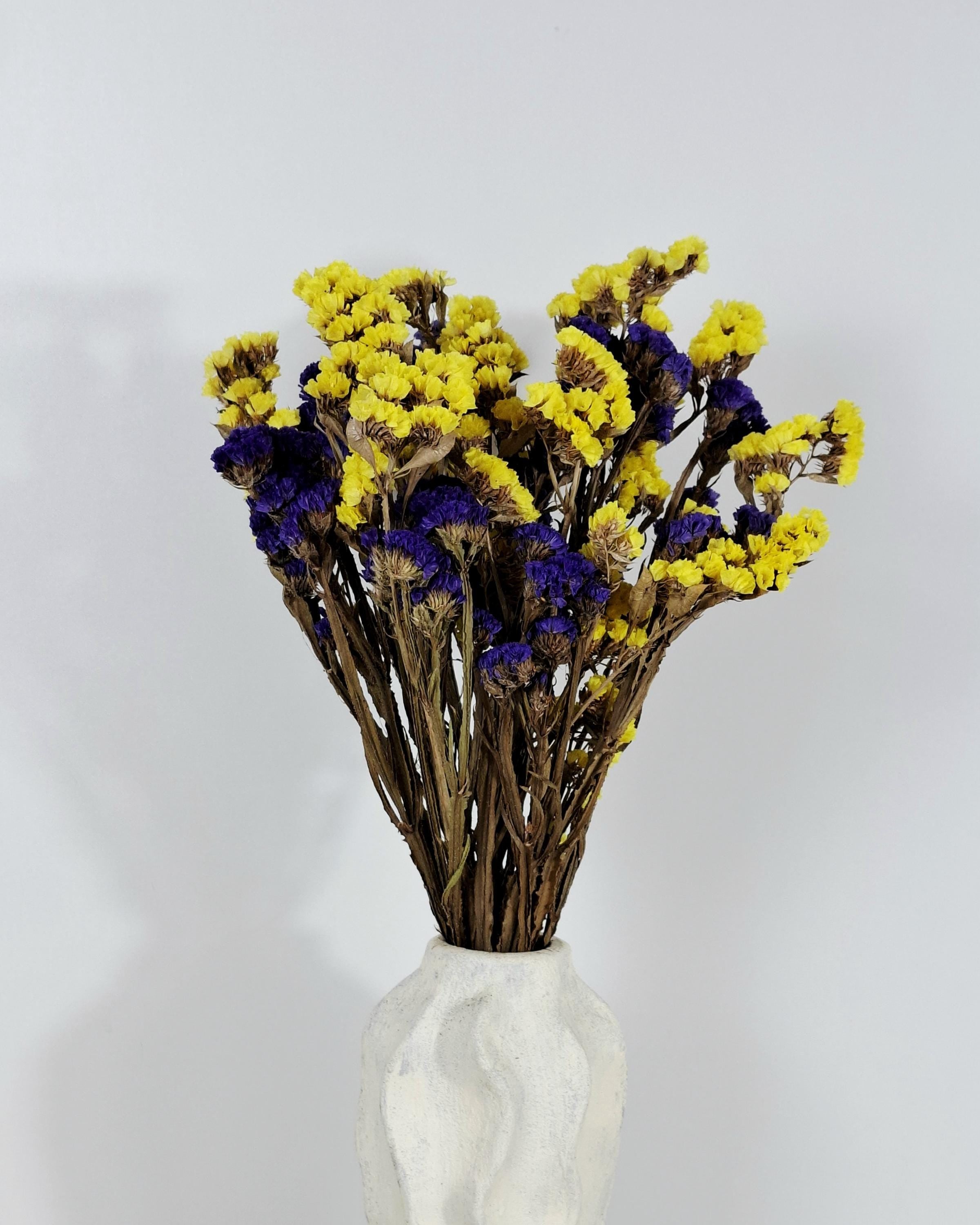 Yellow Purple Statice Flowers, Dried Limonium Bouquet, Two Tone Dried Flowers, Bright Floral Decor, Vase Arrangement, Craft Flowers