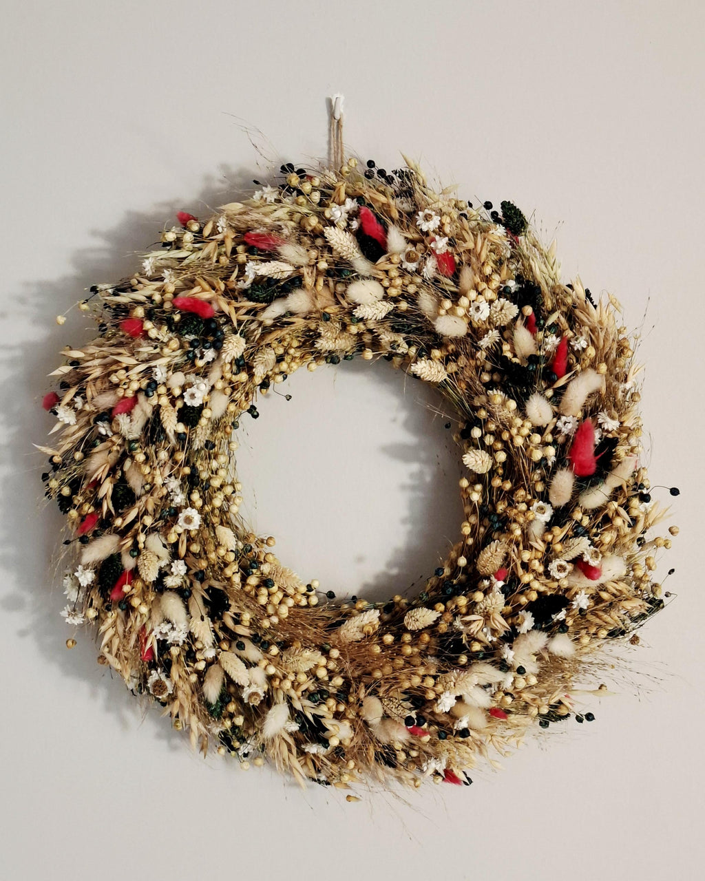 Dried Flower Wreath 40 cm, Natural Rustic Door Wreath, Handmade Eco Decor, Farmhouse Wall Decor, Unique Gift