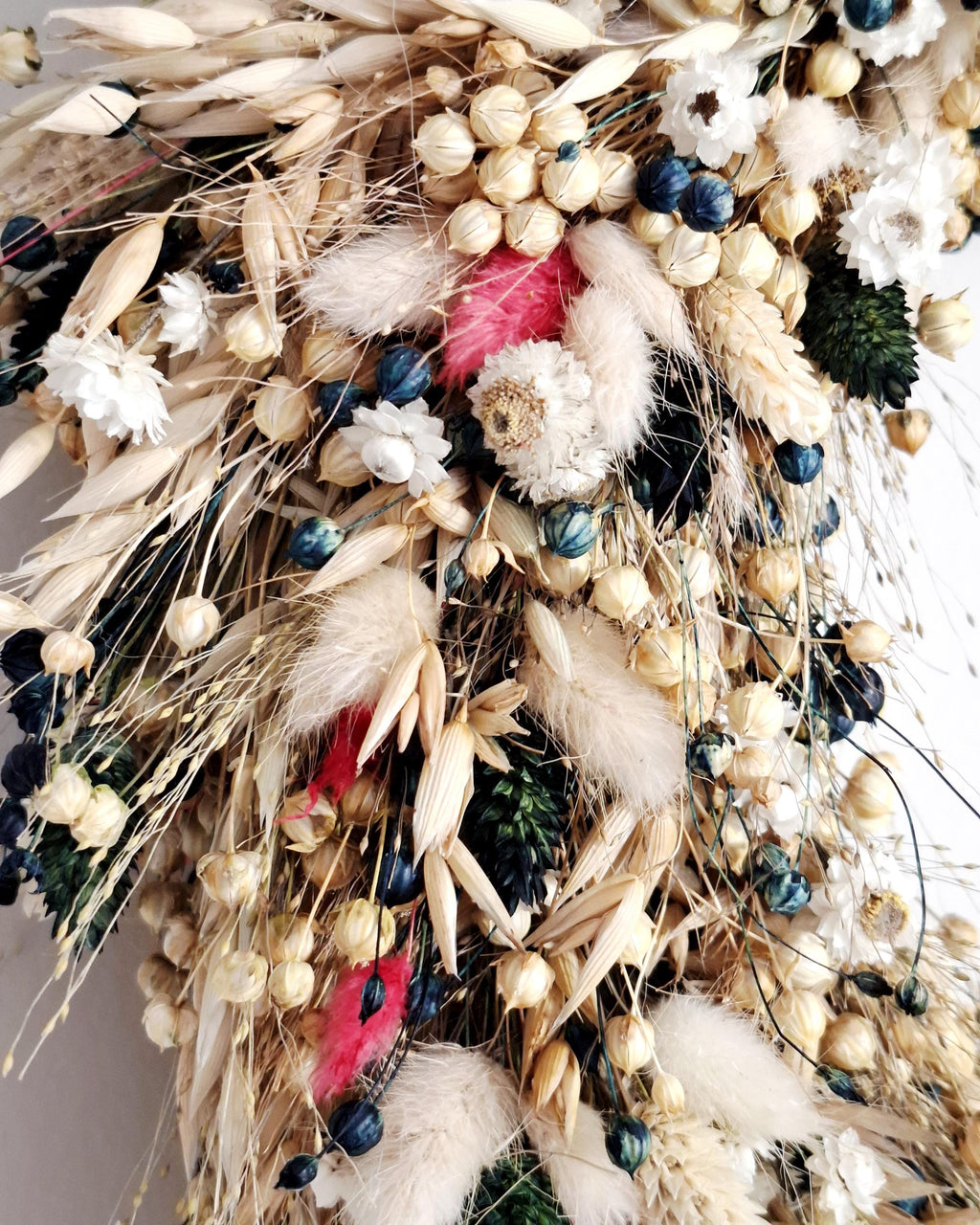 Dried Flower Wreath 40 cm, Natural Rustic Door Wreath, Handmade Eco Decor, Farmhouse Wall Decor, Unique Gift