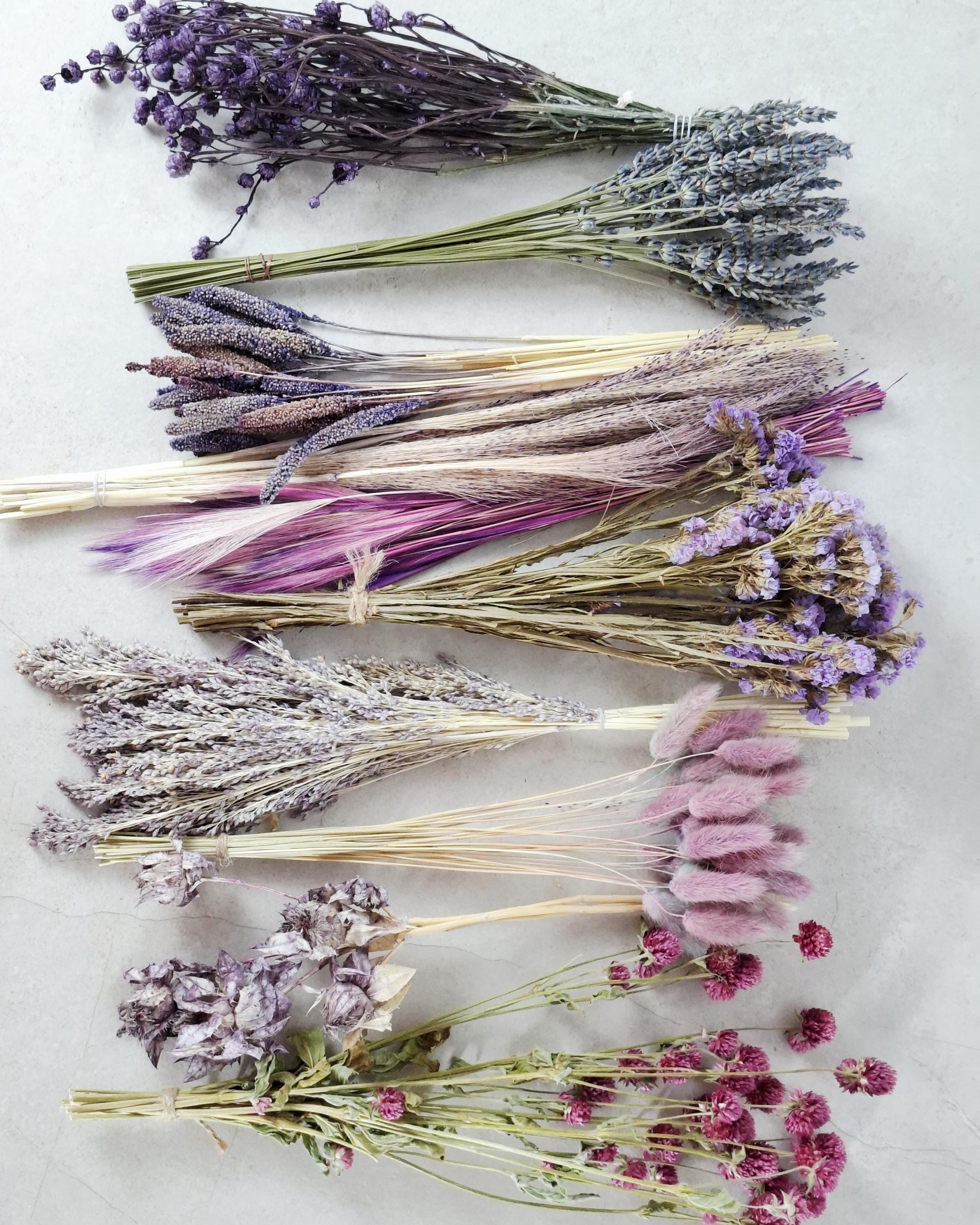 Purple & Pink Dried Flower Box for Crafts – Lavender Botanical DIY Kit, Romantic Floral Supply Box for Resin Art Decor