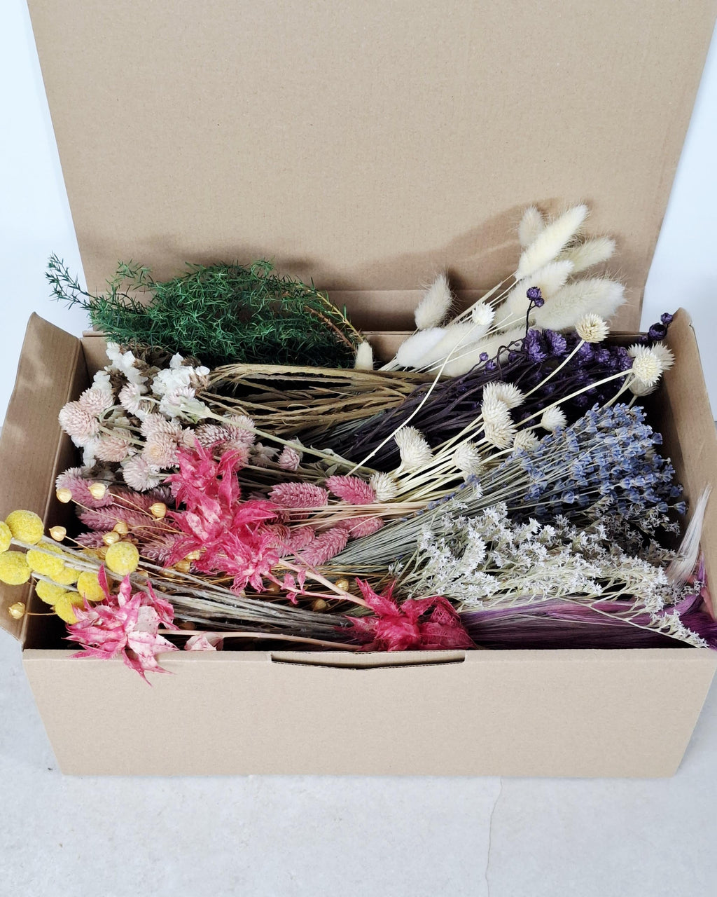 Pastel Dried Flower Box | Lavender & Lagurus Mix | Boho Floral Craft Kit | Pink Purple Dried Flowers | Florist Supplies for DIY Decor
