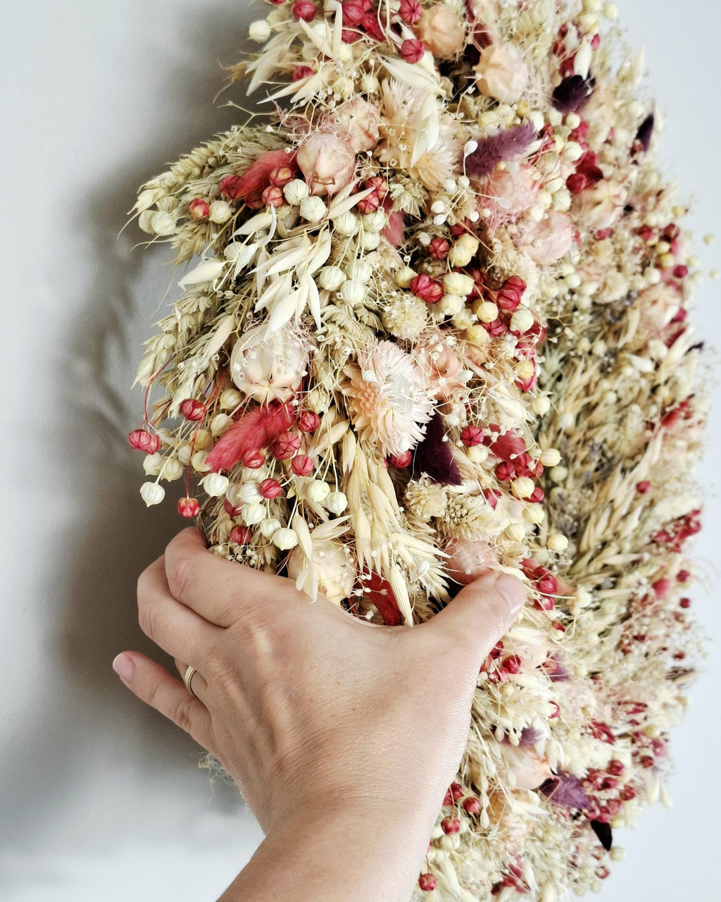 Dried Flower Wreath, Boho Wildflower Wreath, Neutral Floral Wall Decor, Rustic Farmhouse Door Wreath, Cottagecore Home Decor
