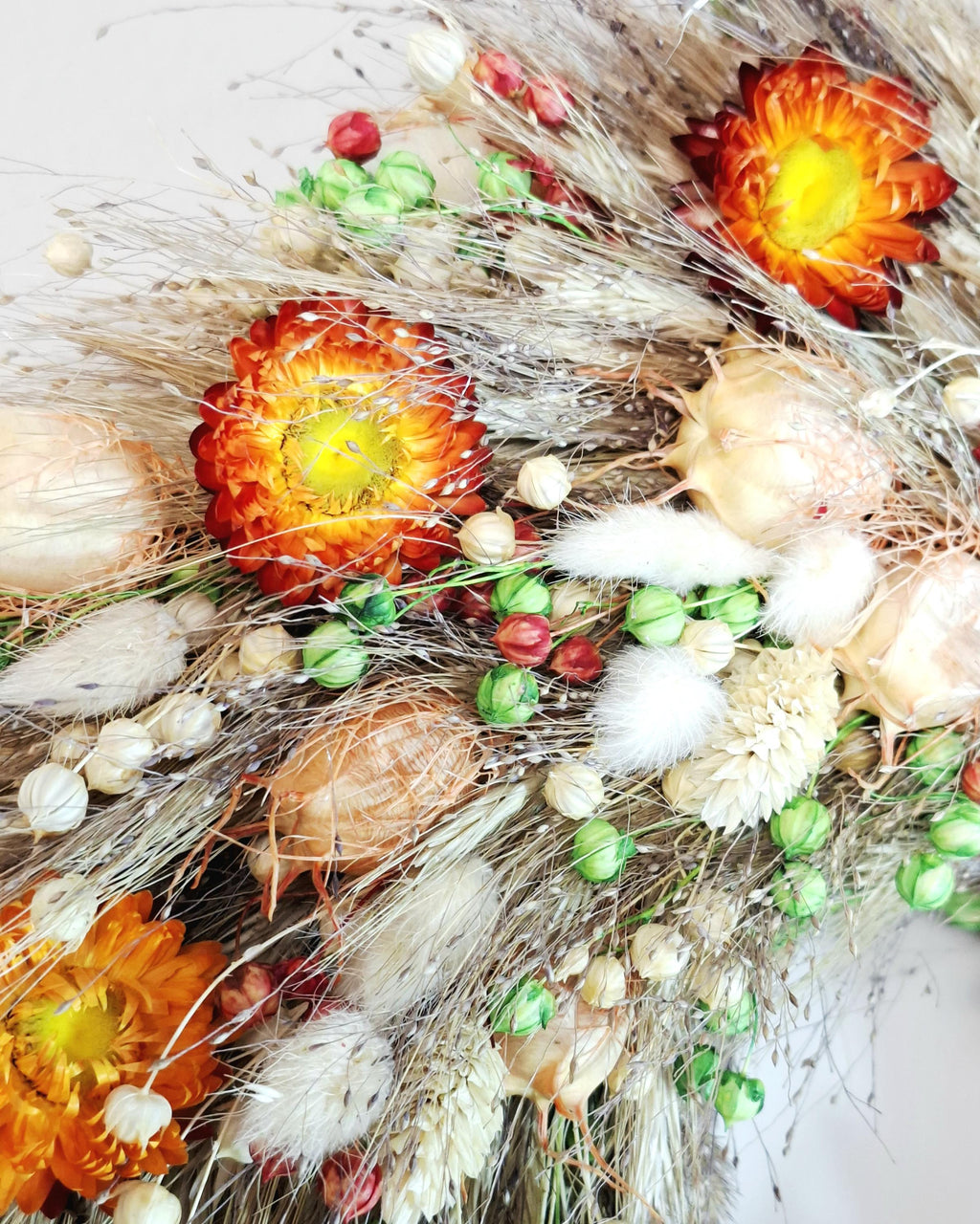 Boho Dried Flower Wreath – Rustic Wall Decor – Large Natural Floral Wreath – Cottagecore Farmhouse Decor – Handmade Wall Hanging