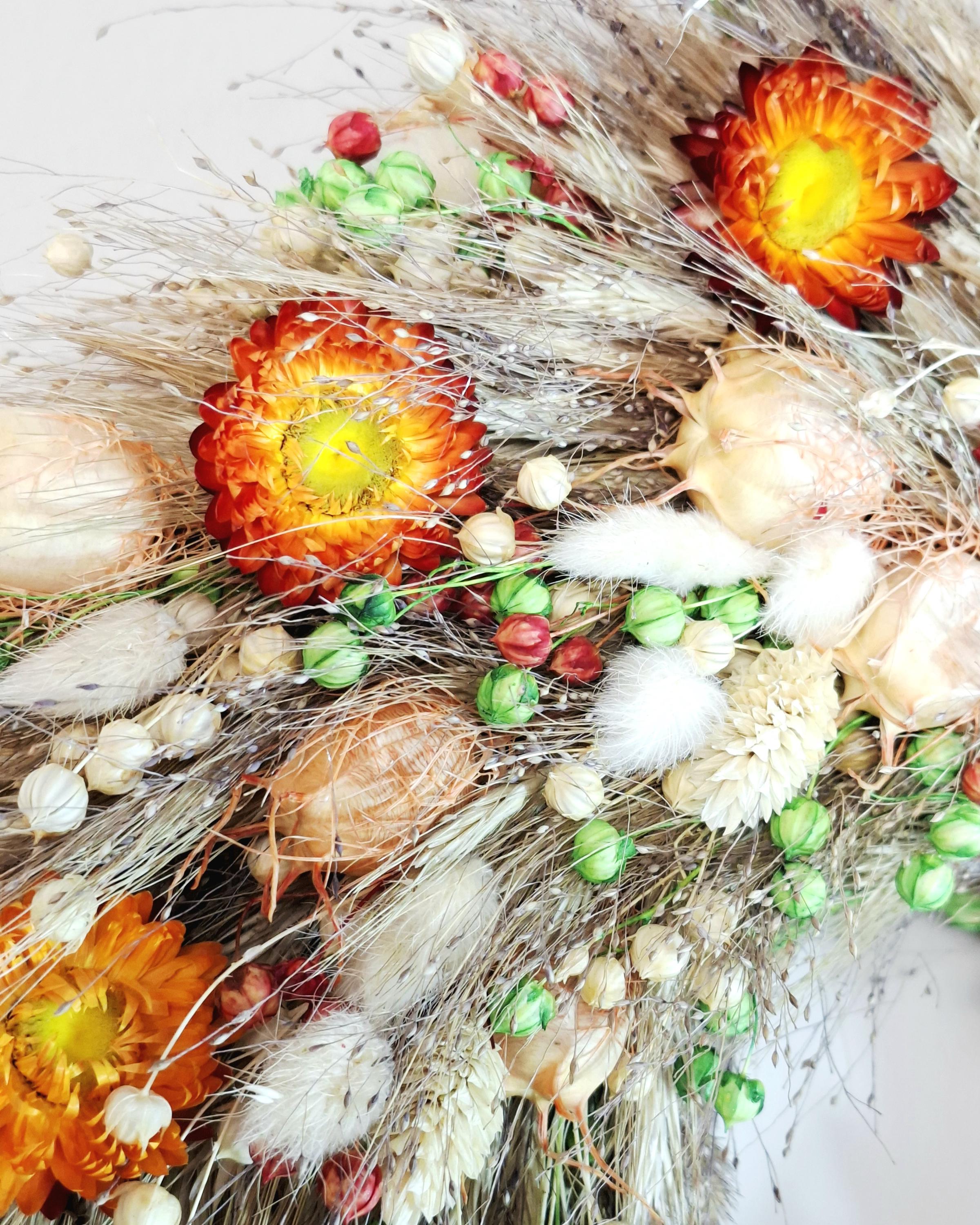 Boho Dried Flower Wreath – Rustic Wall Decor – Large Natural Floral Wreath – Cottagecore Farmhouse Decor – Handmade Wall Hanging