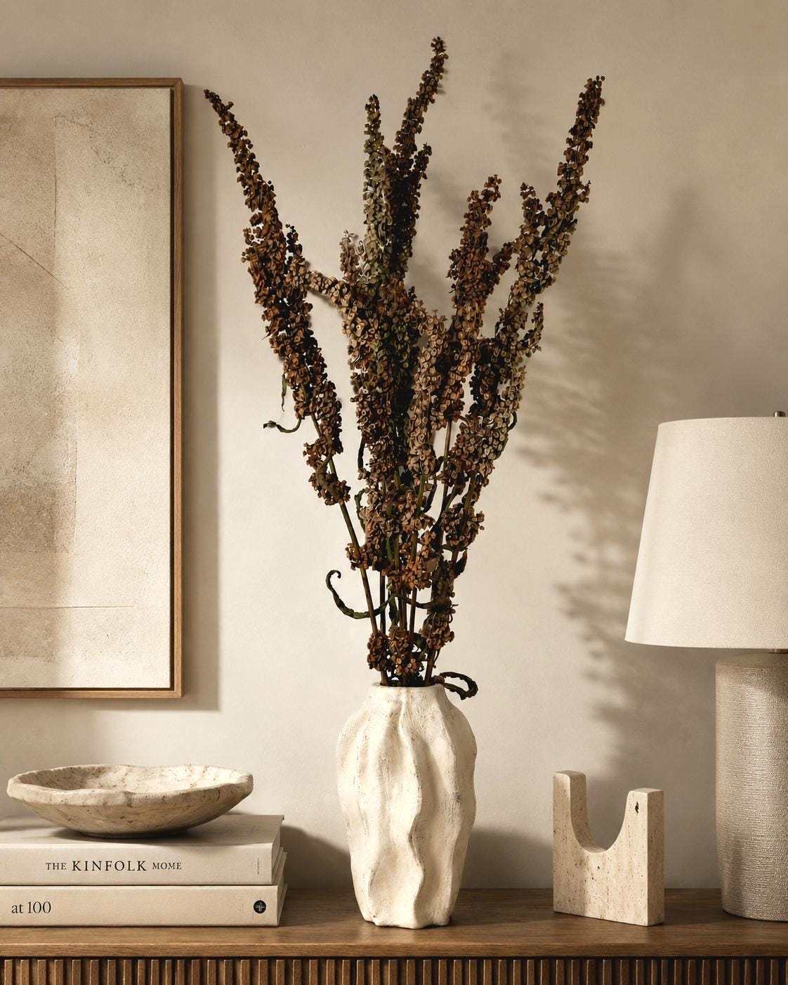 Dried Flower Bouquet | Neutral Botanical Arrangement | Minimalist Vase Decor | Natural Scandi Home Styling