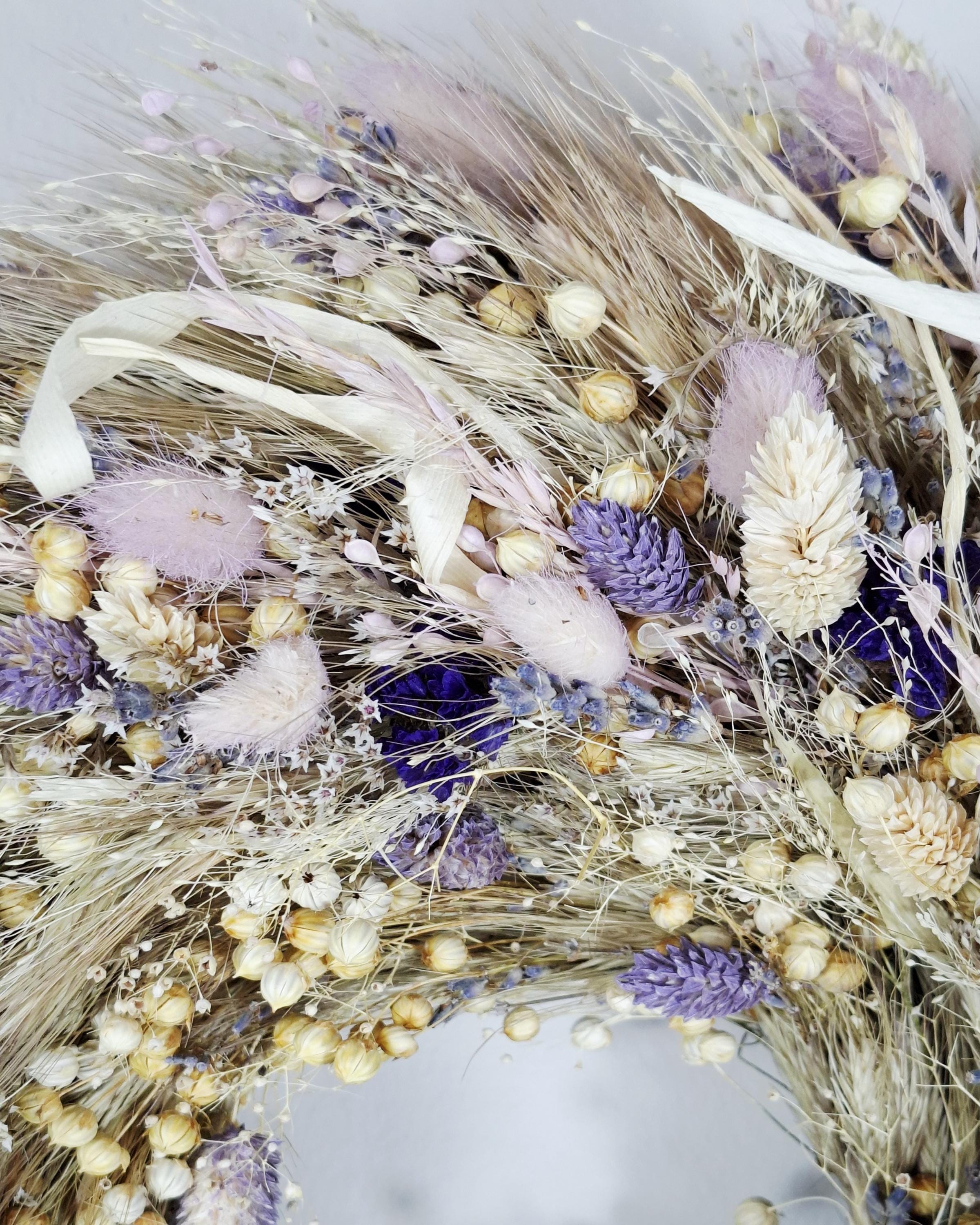 Dried Flower Wreath, Neutral Botanical Wall Decor, Scandinavian Floral Wreath, Minimalist Dried Flower Hoop, Cottagecore Wall Hanging