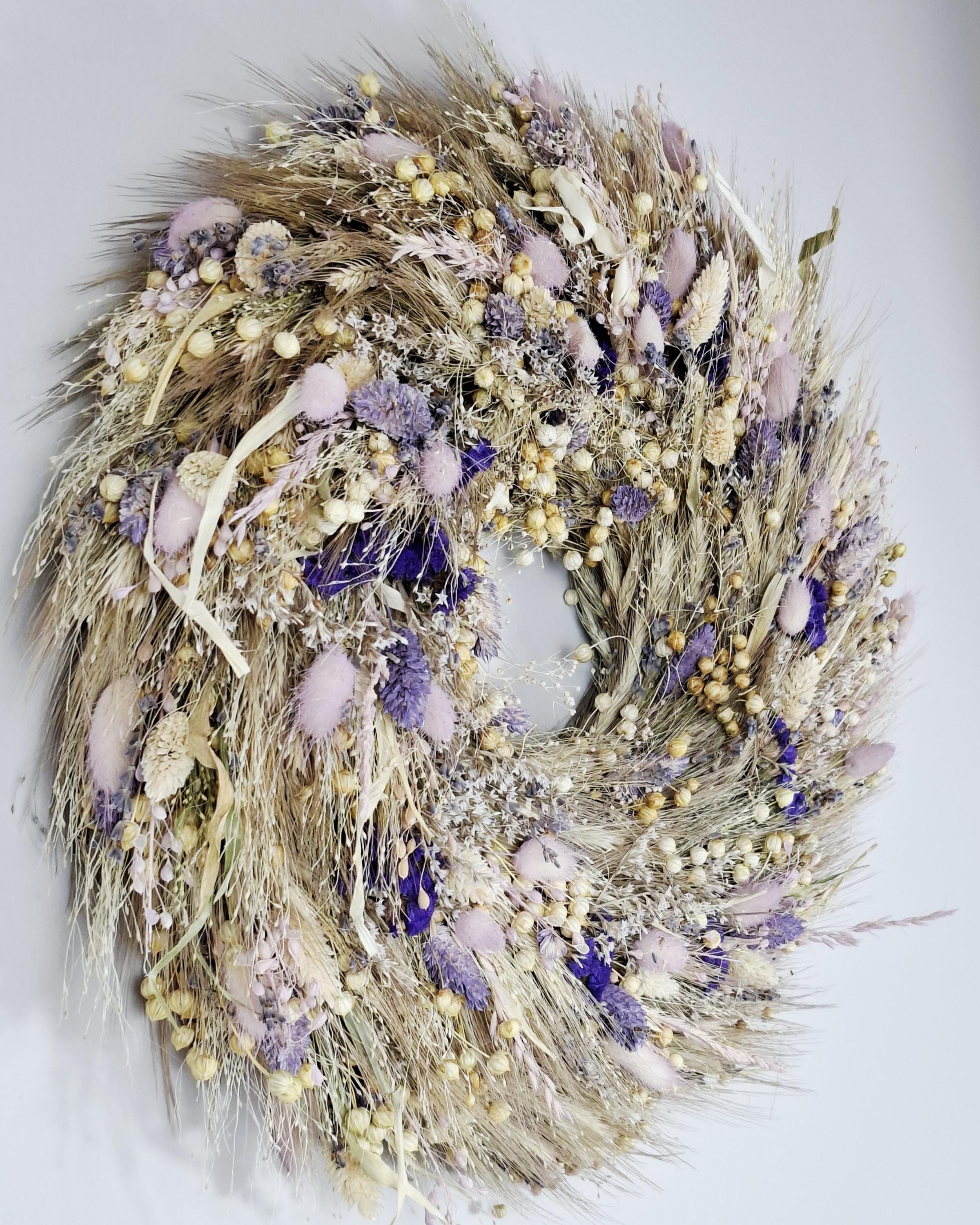 Dried Flower Wreath, Neutral Botanical Wall Decor, Scandinavian Floral Wreath, Minimalist Dried Flower Hoop, Cottagecore Wall Hanging