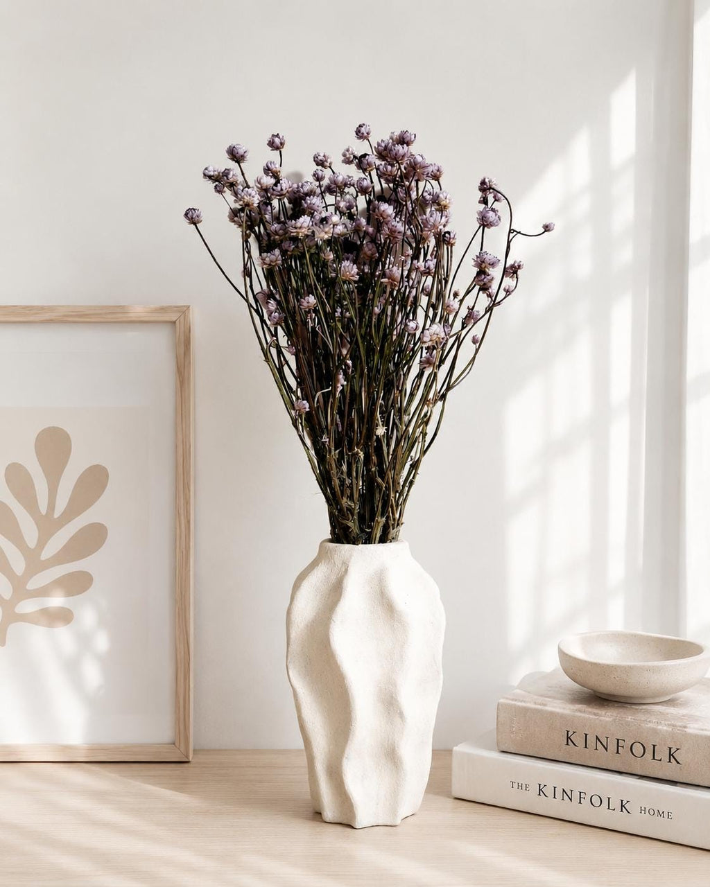 Dusty Lavender Ammobium Bouquet, Stabilized Dried Flowers, Minimalist Vase Decor, Neutral Home Decor, Office Decor, Wedding Decor