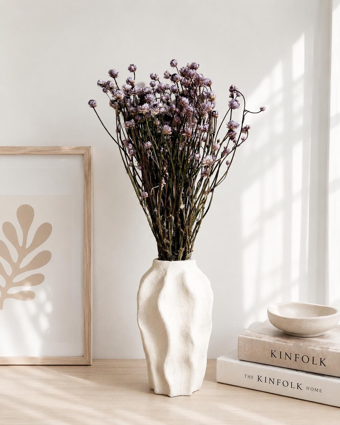 Dusty Lavender Ammobium Bouquet, Stabilized Dried Flowers, Minimalist Vase Decor, Neutral Home Decor, Office Decor, Wedding Decor