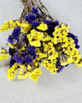 Yellow Purple Statice Flowers, Dried Limonium Bouquet, Two Tone Dried Flowers, Bright Floral Decor, Vase Arrangement, Craft Flowers
