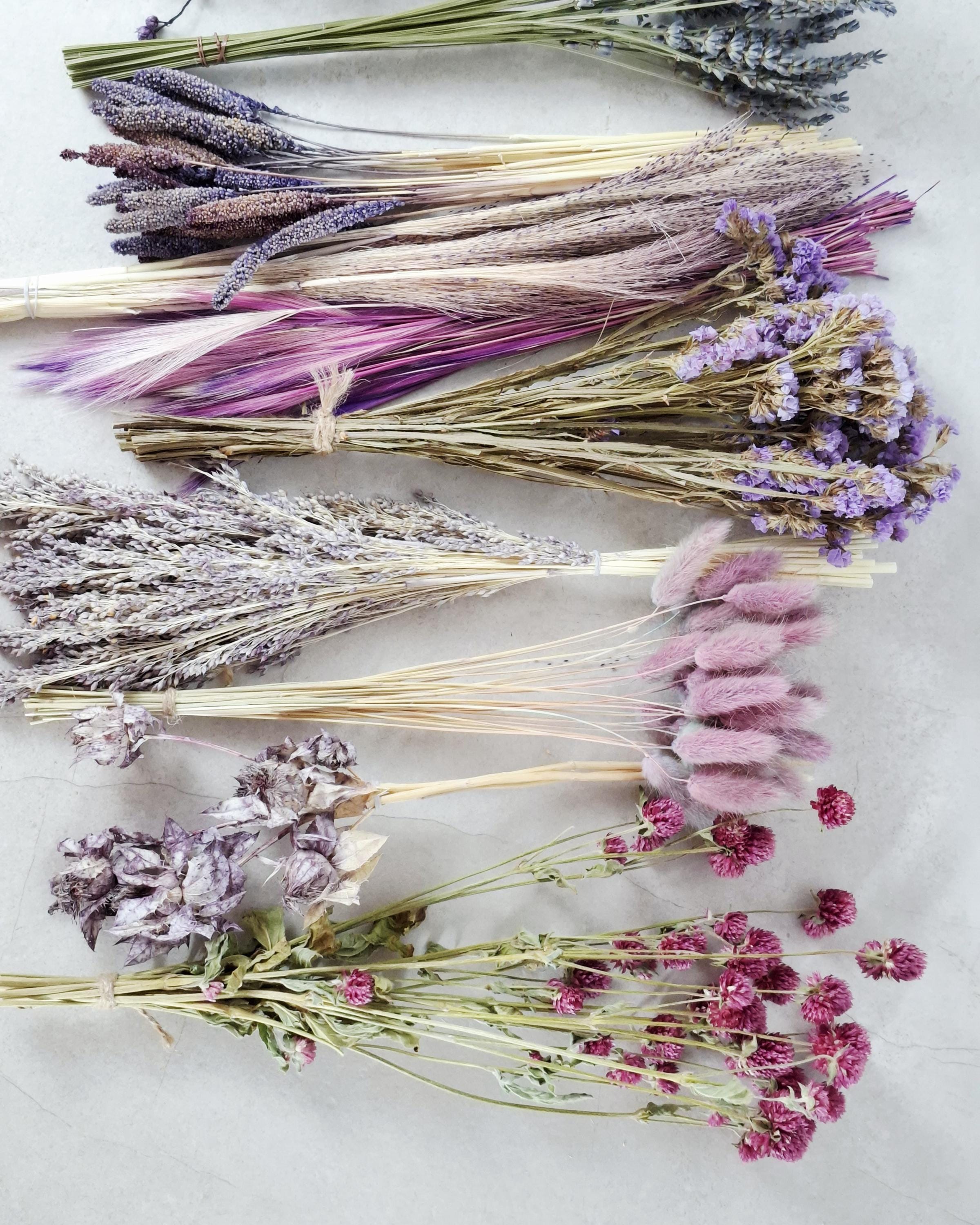 Purple & Pink Dried Flower Box for Crafts – Lavender Botanical DIY Kit, Romantic Floral Supply Box for Resin Art Decor
