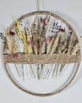 Dried Flower Wall Decor | Boho Floral Hoop Wall Hanging | Lavender & Pampas Grass Botanical Wall Art | Handmade Rustic Home Decor