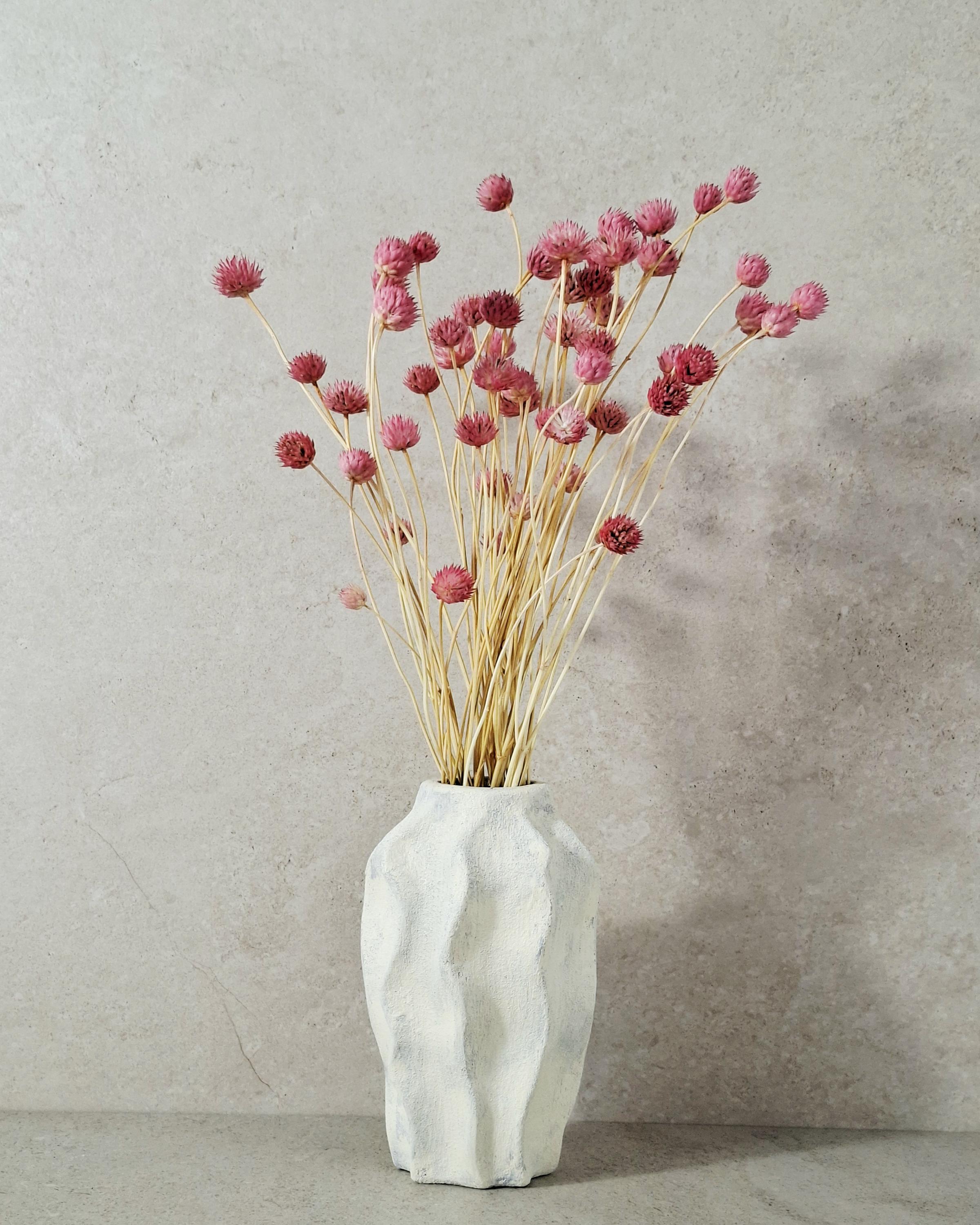 Pink Dried Flower Stems - Gomphrena Bouquet - Preserved Flowers - Florist Supplies - Dried Floral Decor - Wedding Bouquet Filler