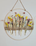 Dried Flower Wall Decor Natural Boho Wall Hanging, Handmade Floral Hoop, Rustic Home Decor, Dried Flower Ring