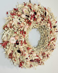 Dried Flower Wreath, Boho Wildflower Wreath, Neutral Floral Wall Decor, Rustic Farmhouse Door Wreath, Cottagecore Home Decor