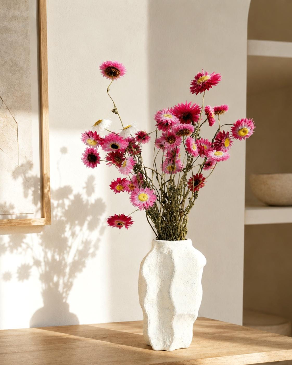 Dried Helichrysum Bouquet Pink | Everlasting Strawflowers | Natural Dried Flowers | Boho Vase Decor | Wedding Arrangement