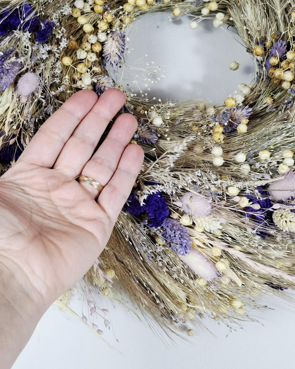 Dried Flower Wreath, Neutral Botanical Wall Decor, Scandinavian Floral Wreath, Minimalist Dried Flower Hoop, Cottagecore Wall Hanging