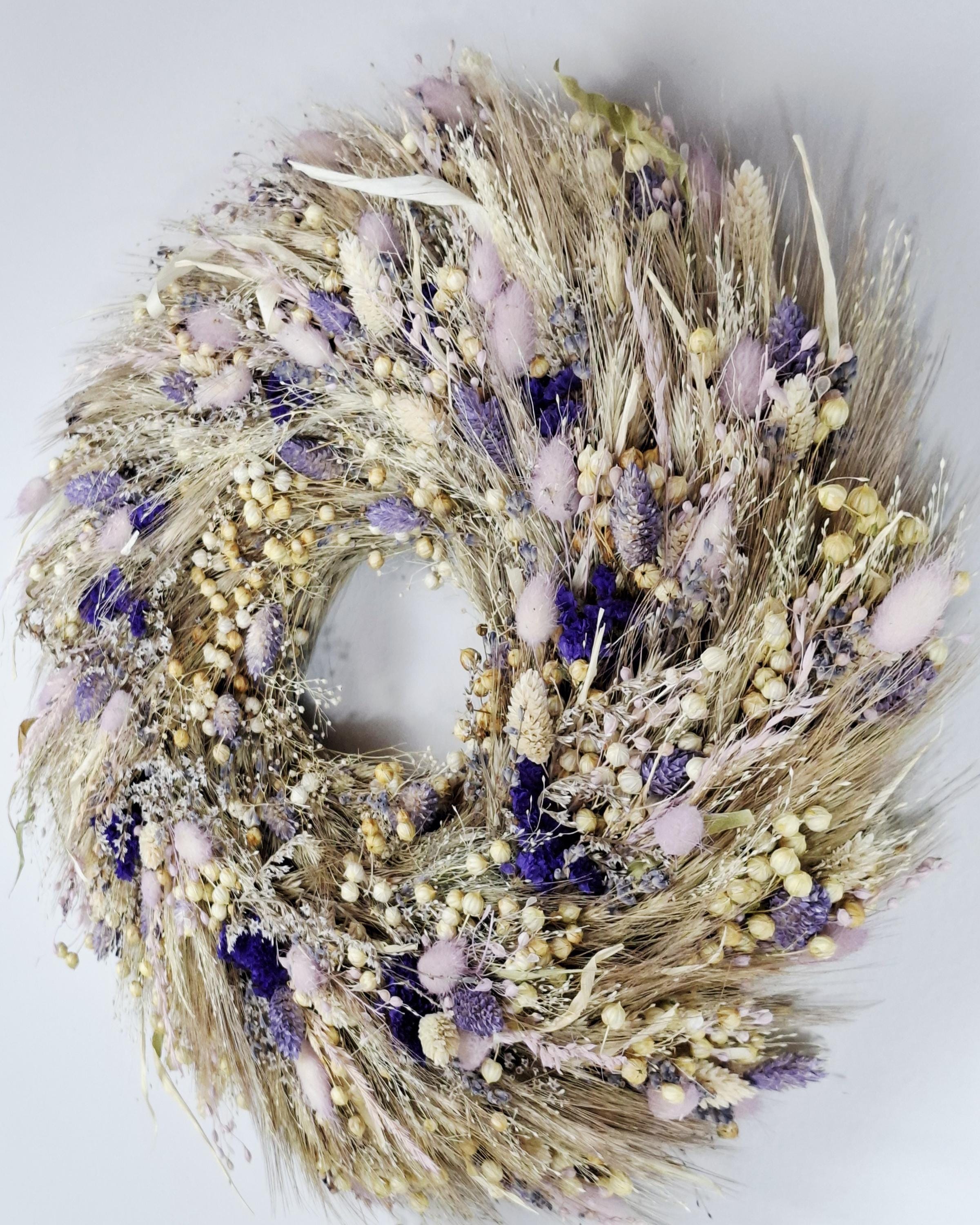 Dried Flower Wreath, Neutral Botanical Wall Decor, Scandinavian Floral Wreath, Minimalist Dried Flower Hoop, Cottagecore Wall Hanging