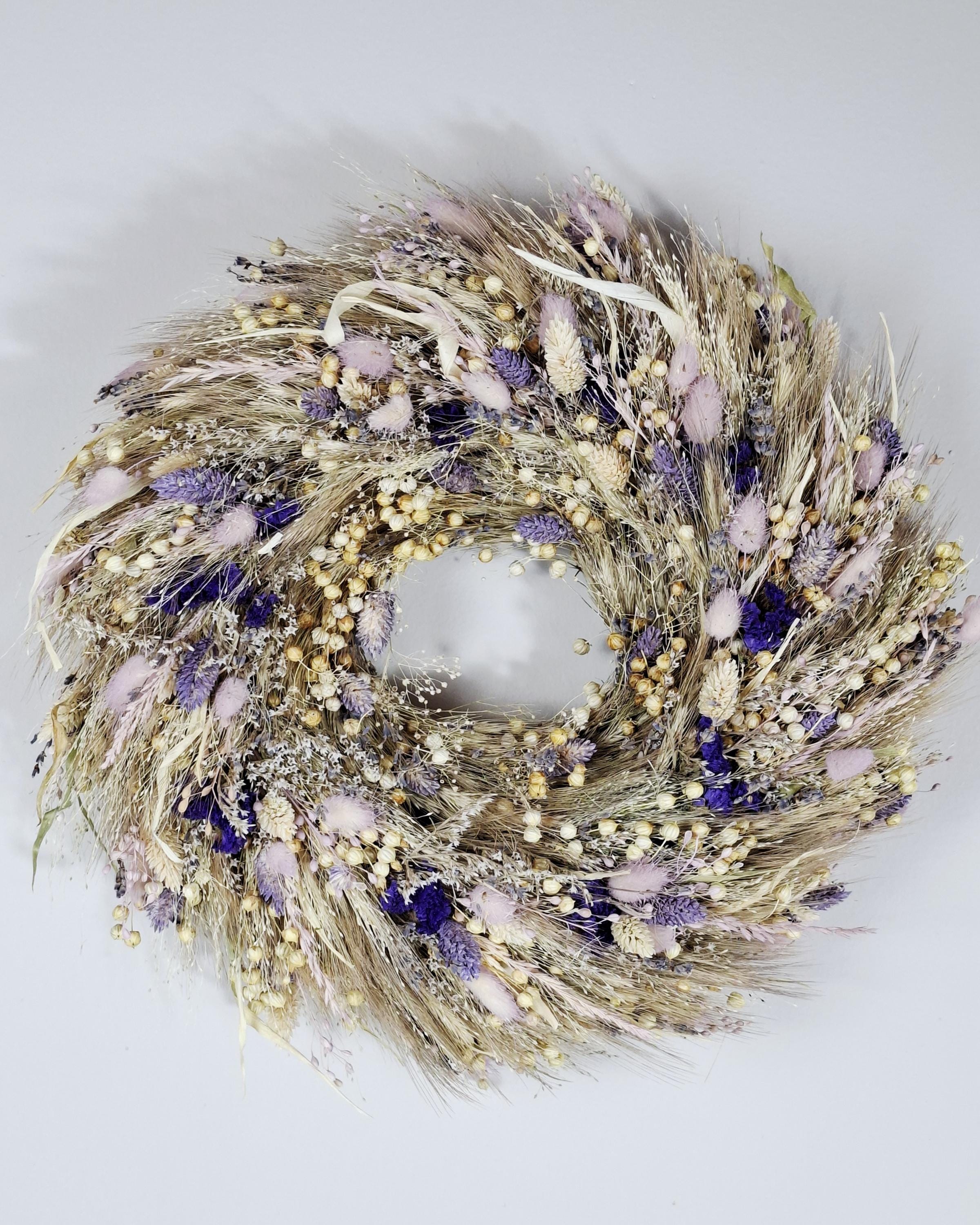 Dried Flower Wreath, Neutral Botanical Wall Decor, Scandinavian Floral Wreath, Minimalist Dried Flower Hoop, Cottagecore Wall Hanging