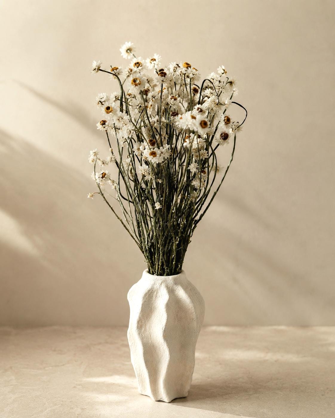 White Stabilized Ammobium Bouquet Dried Flower Bouquet, Minimalist Home Decor, Natural Flowers, Wedding Bouquet