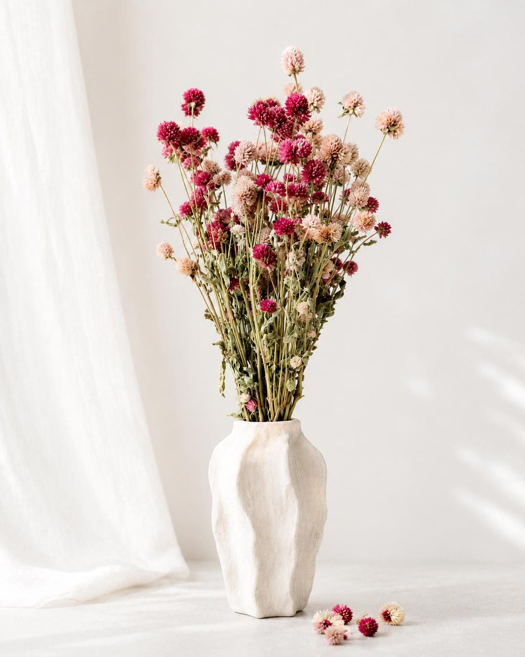 Dried Flower Bouquet, Pink Gomphrena Mix, 10 Stems, Natural Dried Flowers, Boho Home Decor, Minimalist Floral Arrangement, Gift Idea