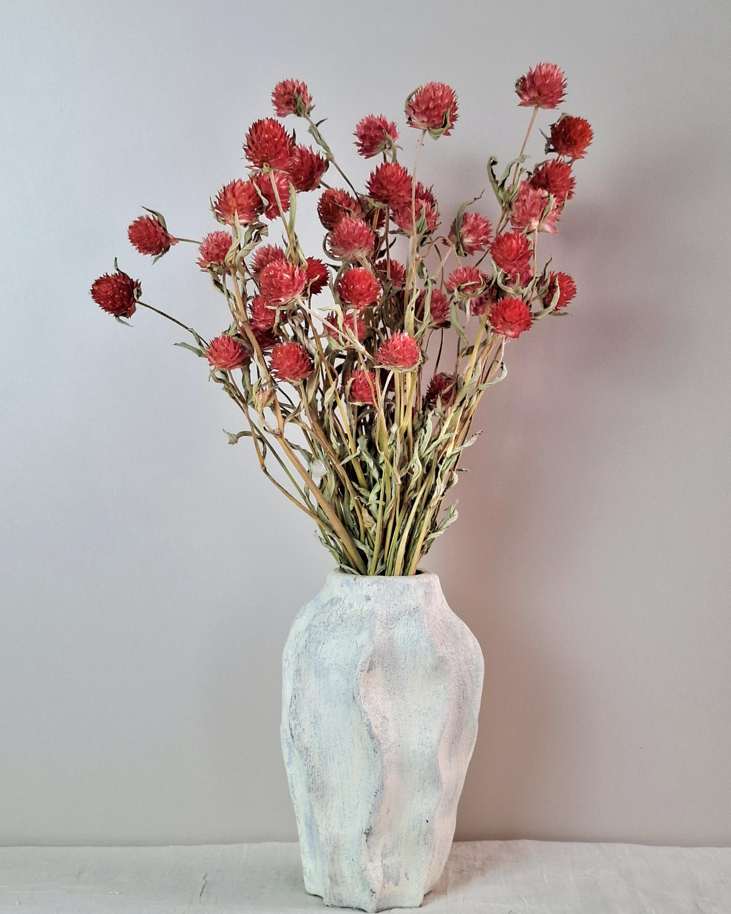 Red Gomphrena Bouquet | Dried Flower Bouquet | Preserved Flower Arrangement | Botanical Home Decor | Natural Floral Decor