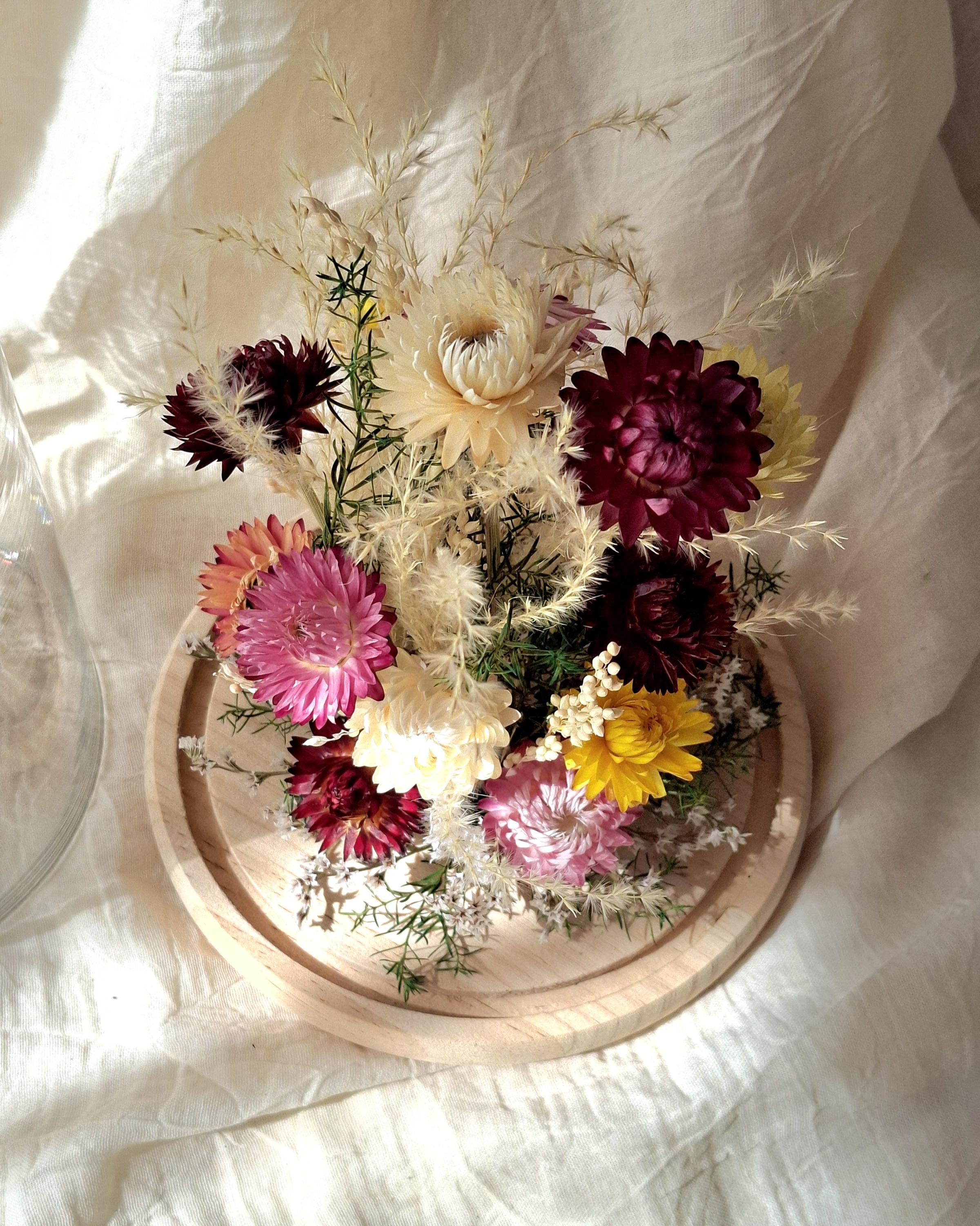 Dried Flower Glass Dome, Preserved Flower Arrangement, Botanical Decor, Cottagecore Home Decor, Glass Cloche Display, Unique Floral Gift