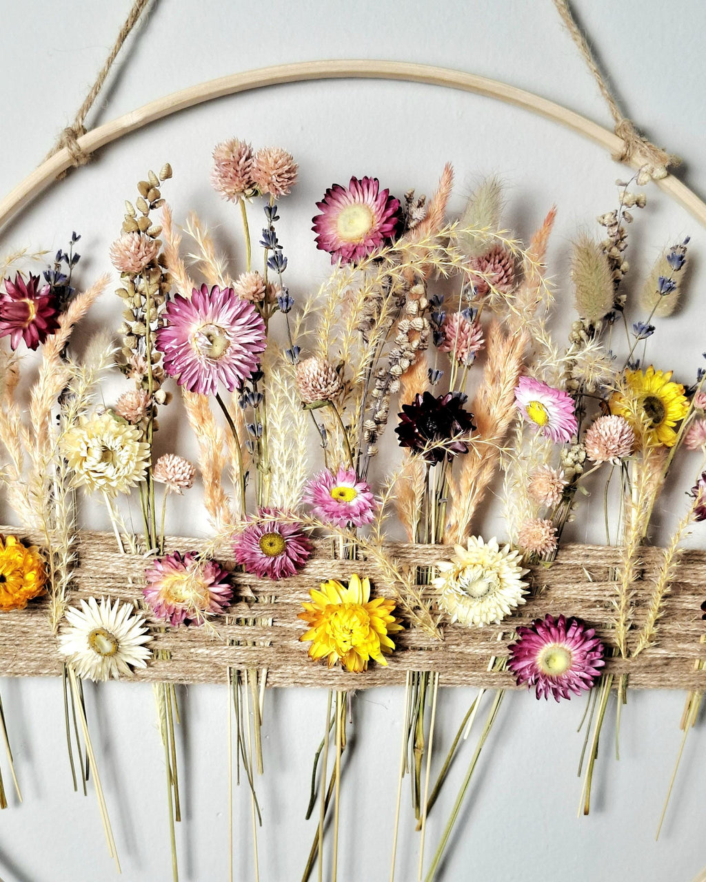 Dried Flower Wall Hanging, Botanical Wall Art, Hoop Floral Decor, Preserved Flower Wall Decor, Natural Wall Hanging, Handmade Floral Hoop