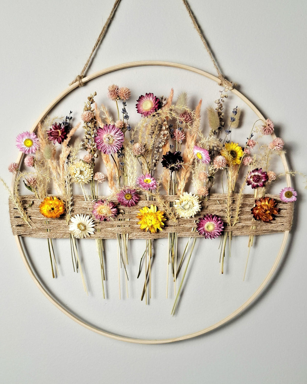 Dried Flower Wall Hanging, Botanical Wall Art, Hoop Floral Decor, Preserved Flower Wall Decor, Natural Wall Hanging, Handmade Floral Hoop