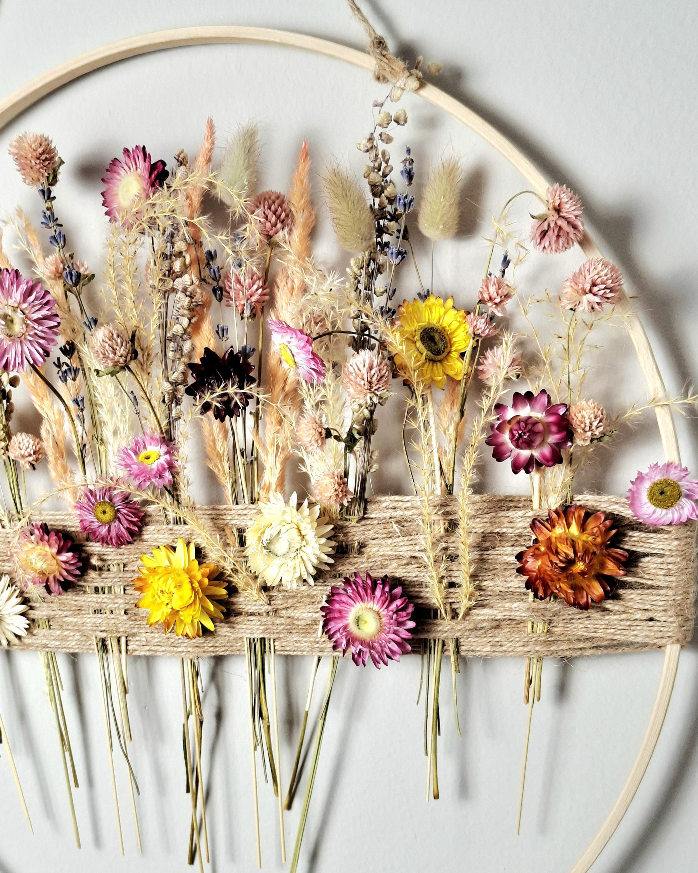 Dried Flower Wall Hanging, Botanical Wall Art, Hoop Floral Decor, Preserved Flower Wall Decor, Natural Wall Hanging, Handmade Floral Hoop