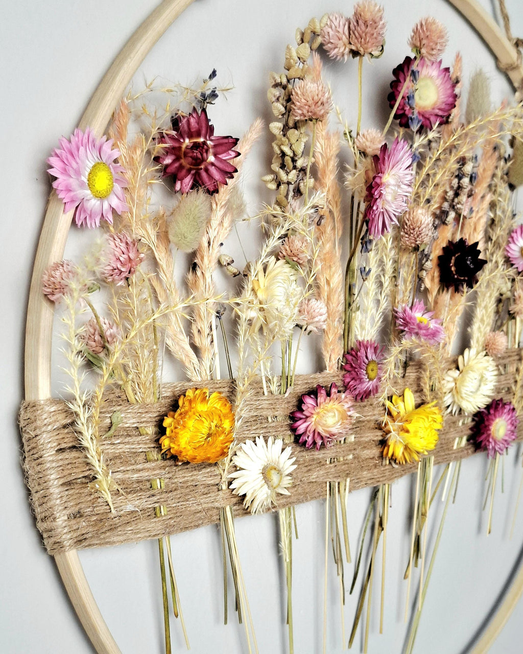 Dried Flower Wall Hanging, Botanical Wall Art, Hoop Floral Decor, Preserved Flower Wall Decor, Natural Wall Hanging, Handmade Floral Hoop