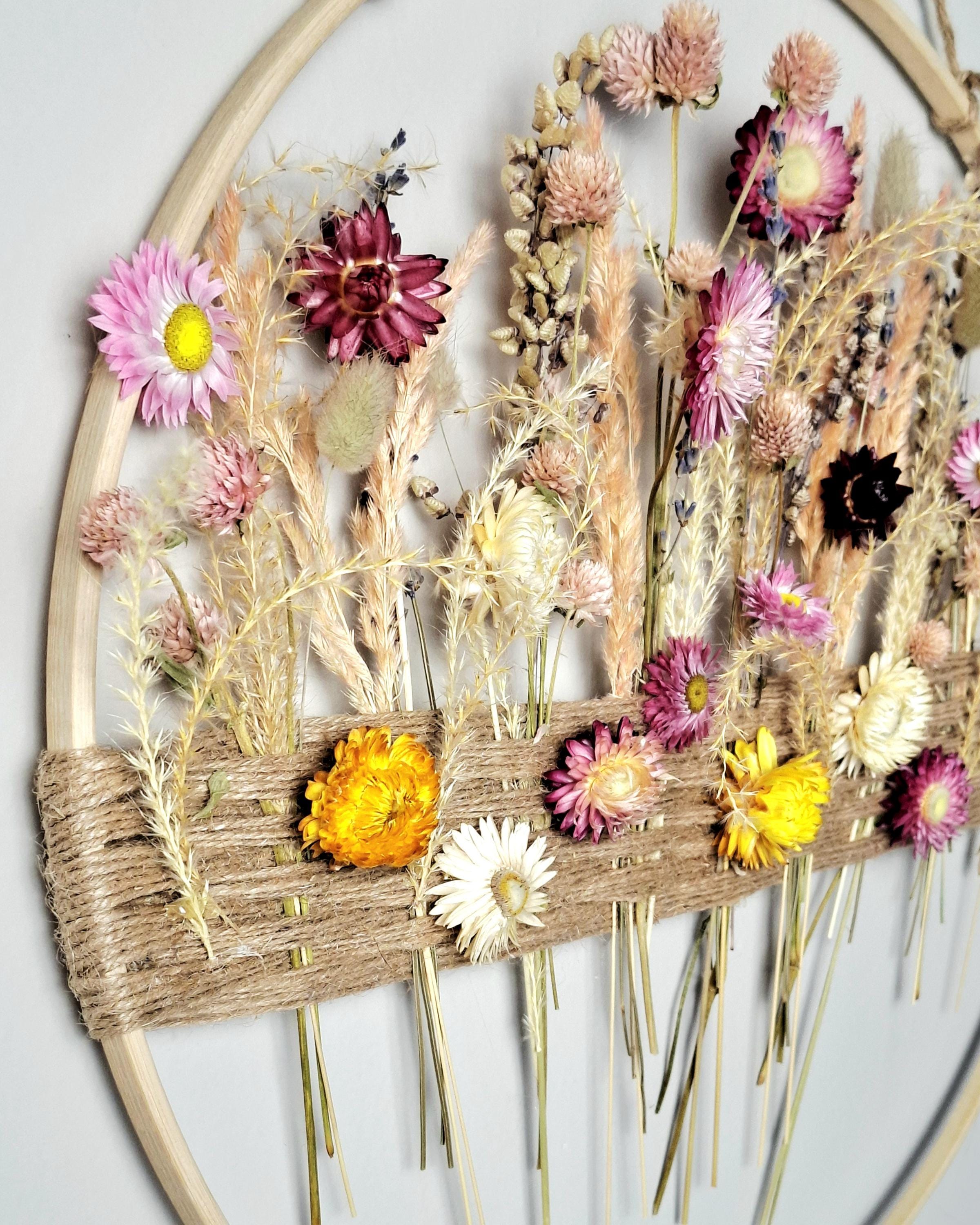 Dried Flower Wall Hanging, Botanical Wall Art, Hoop Floral Decor, Preserved Flower Wall Decor, Natural Wall Hanging, Handmade Floral Hoop