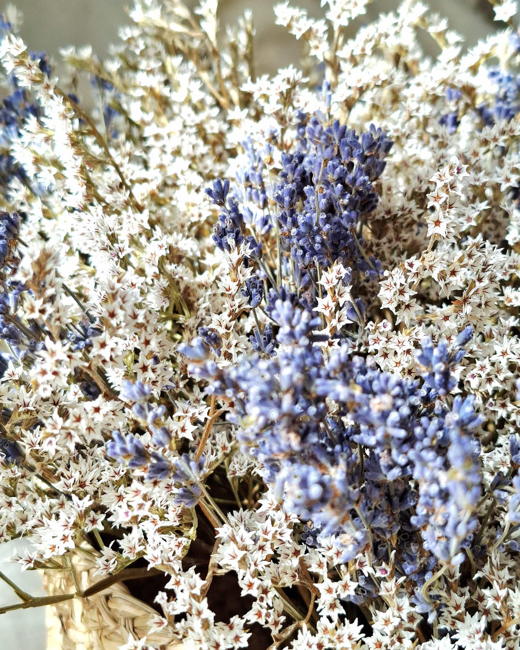 Lavender Dried Flower Basket – Preserved Lavender Arrangement – Botanical Table Centerpiece – Natural Floral Basket