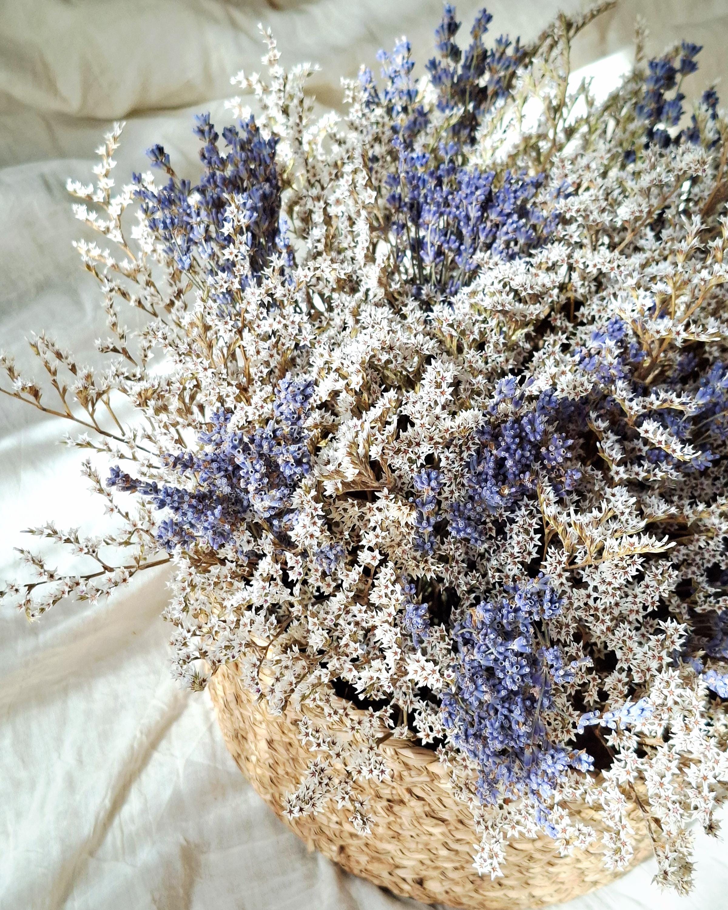 Lavender Dried Flower Basket – Preserved Lavender Arrangement – Botanical Table Centerpiece – Natural Floral Basket