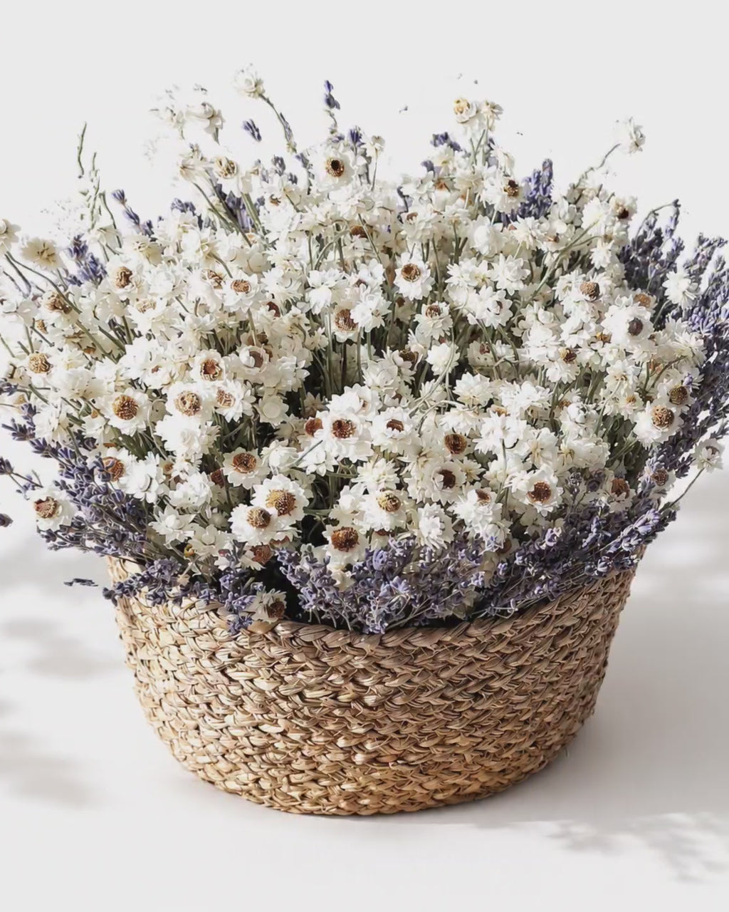White Dried Flower Basket