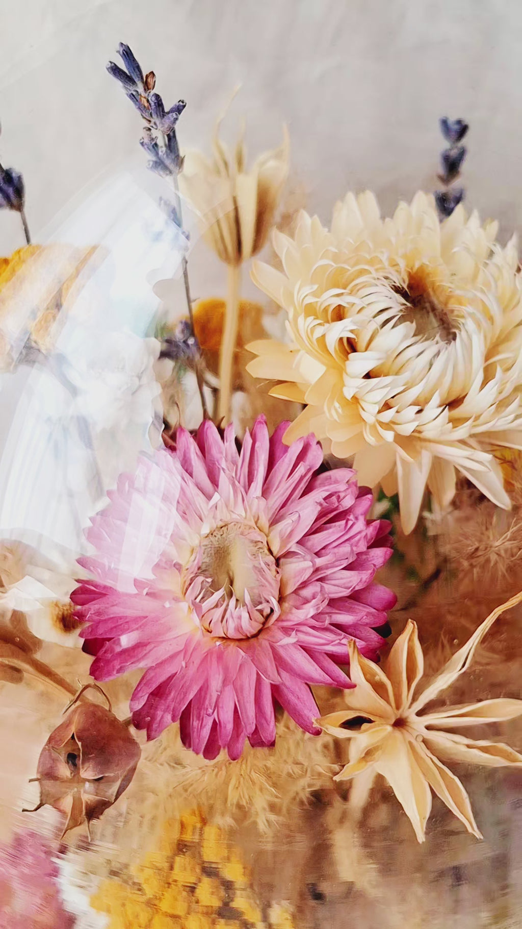 Dried Flower Dome in Glass Cloche